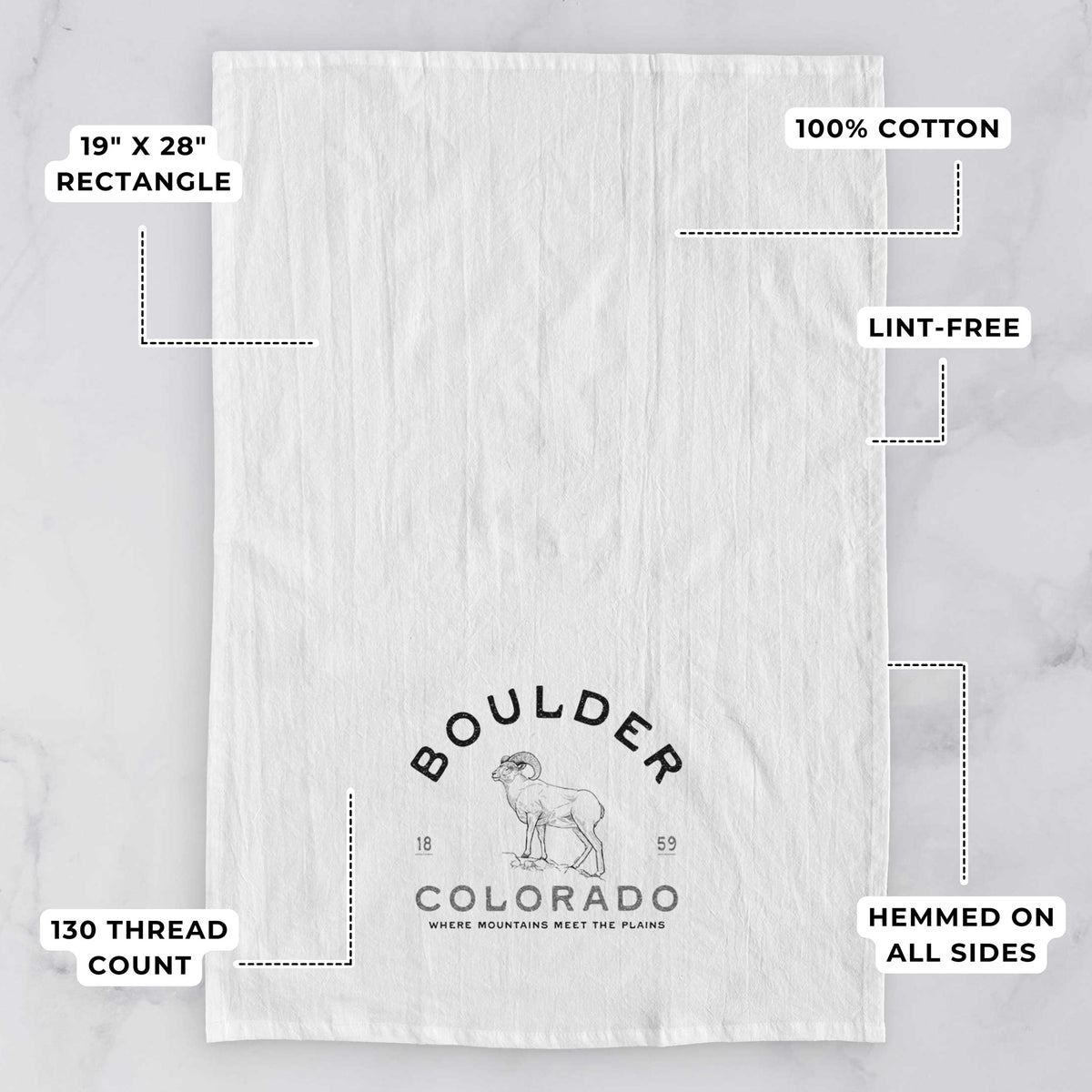 Boulder Colorado Bighorn Tea Towel