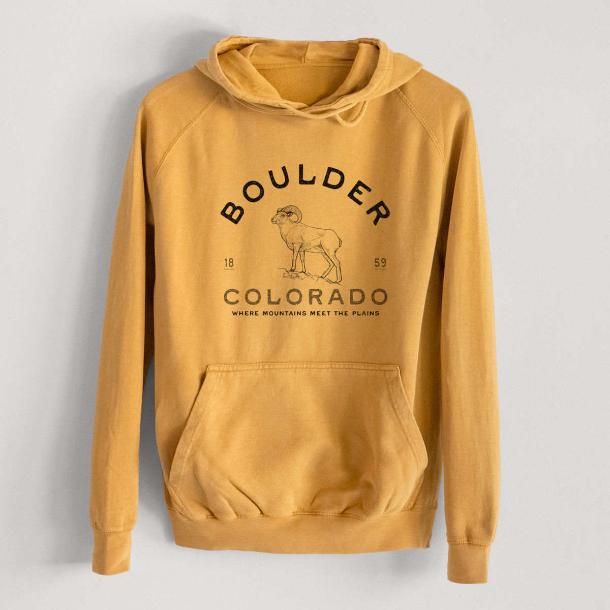 Boulder Colorado Bighorn  - Mid-Weight Unisex Vintage 100% Cotton Hoodie