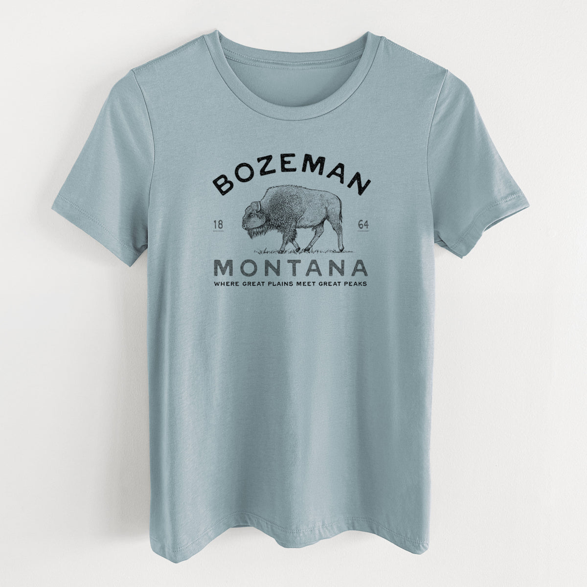 Bozeman Montana Bison - Women&#39;s Lightweight Relaxed Fit 100% Cotton Crewneck