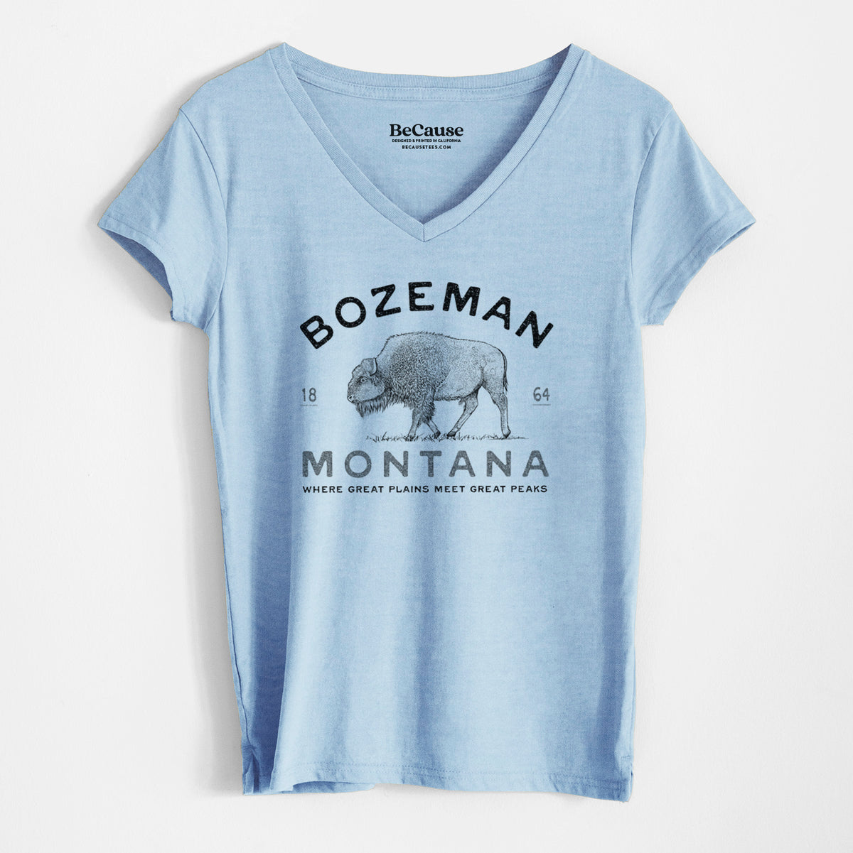 Bozeman Montana Bison - Women&#39;s 100% Recycled V-neck