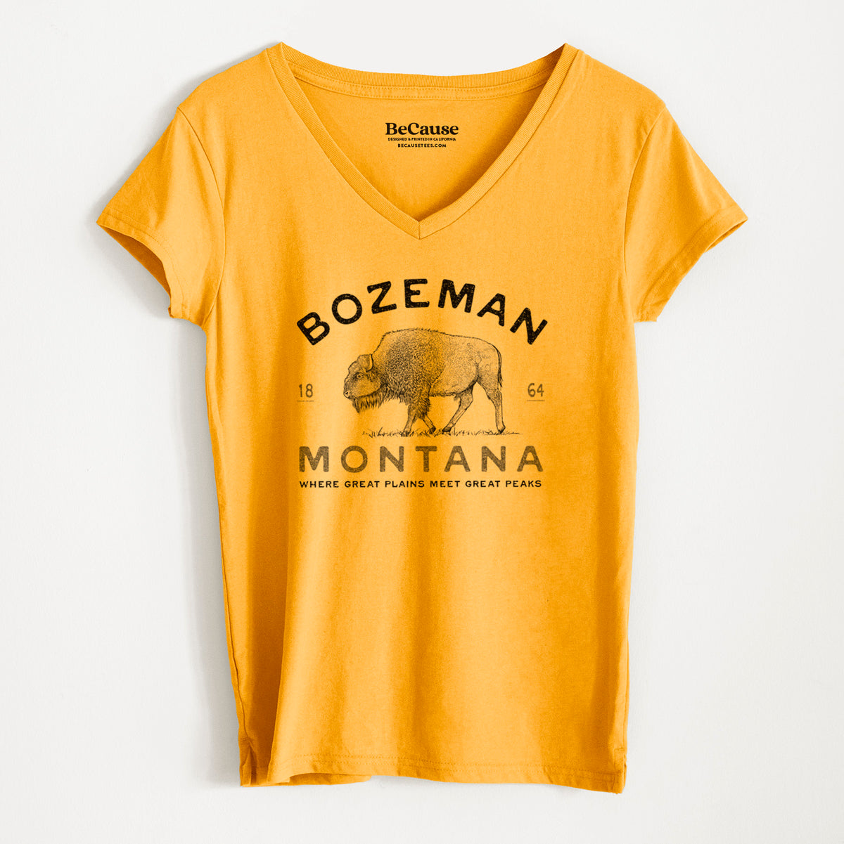 Bozeman Montana Bison - Women&#39;s 100% Recycled V-neck