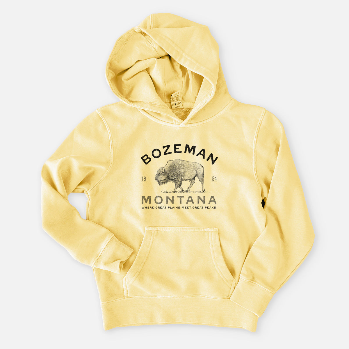 Bozeman Montana Bison - Youth Pigment Dyed Hoodie