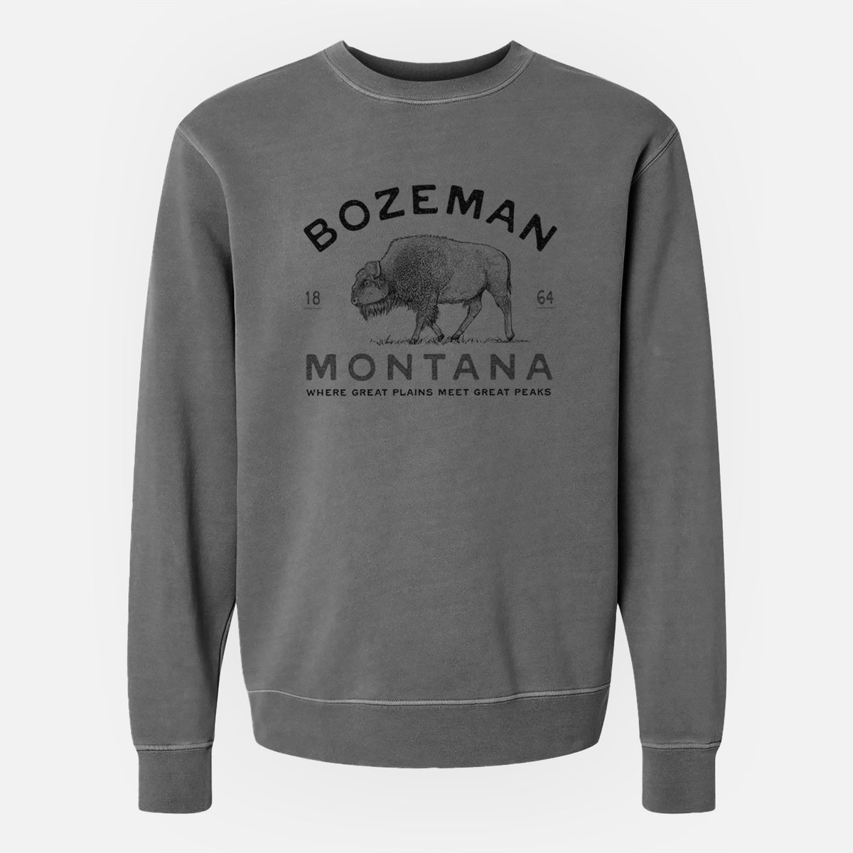 Bozeman Montana Bison - Unisex Pigment Dyed Crew Sweatshirt