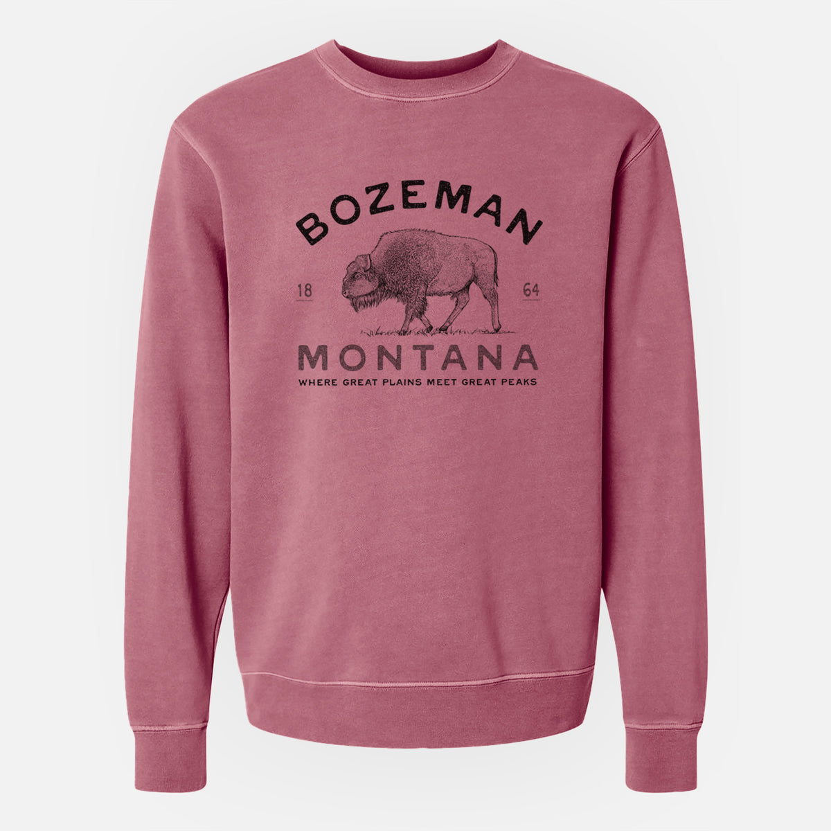 Bozeman Montana Bison - Unisex Pigment Dyed Crew Sweatshirt