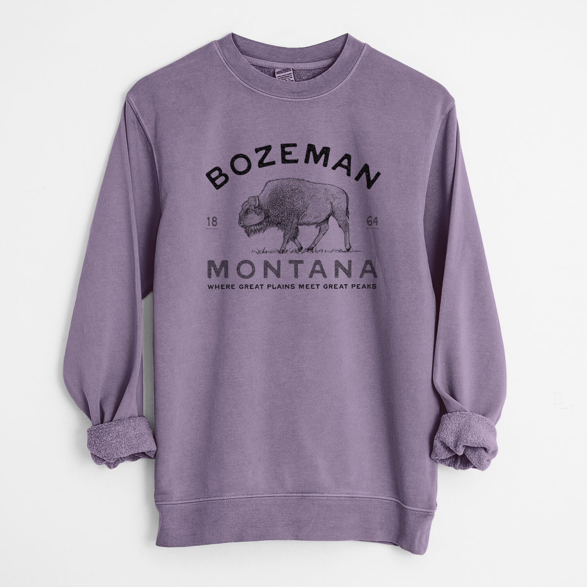 Bozeman Montana Bison - Unisex Pigment Dyed Crew Sweatshirt