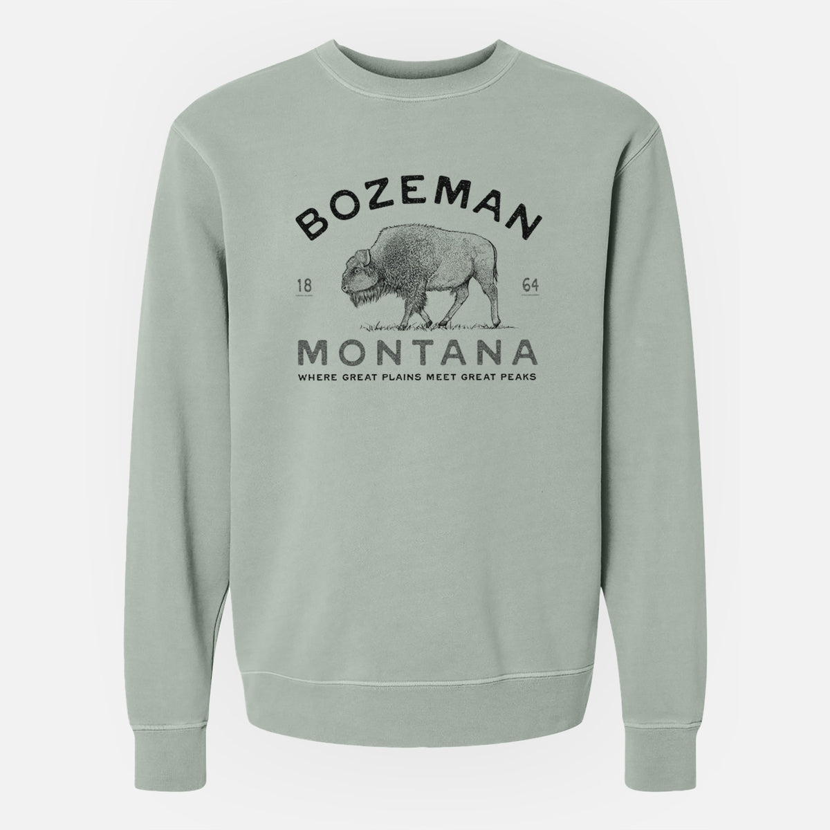 Bozeman Montana Bison - Unisex Pigment Dyed Crew Sweatshirt