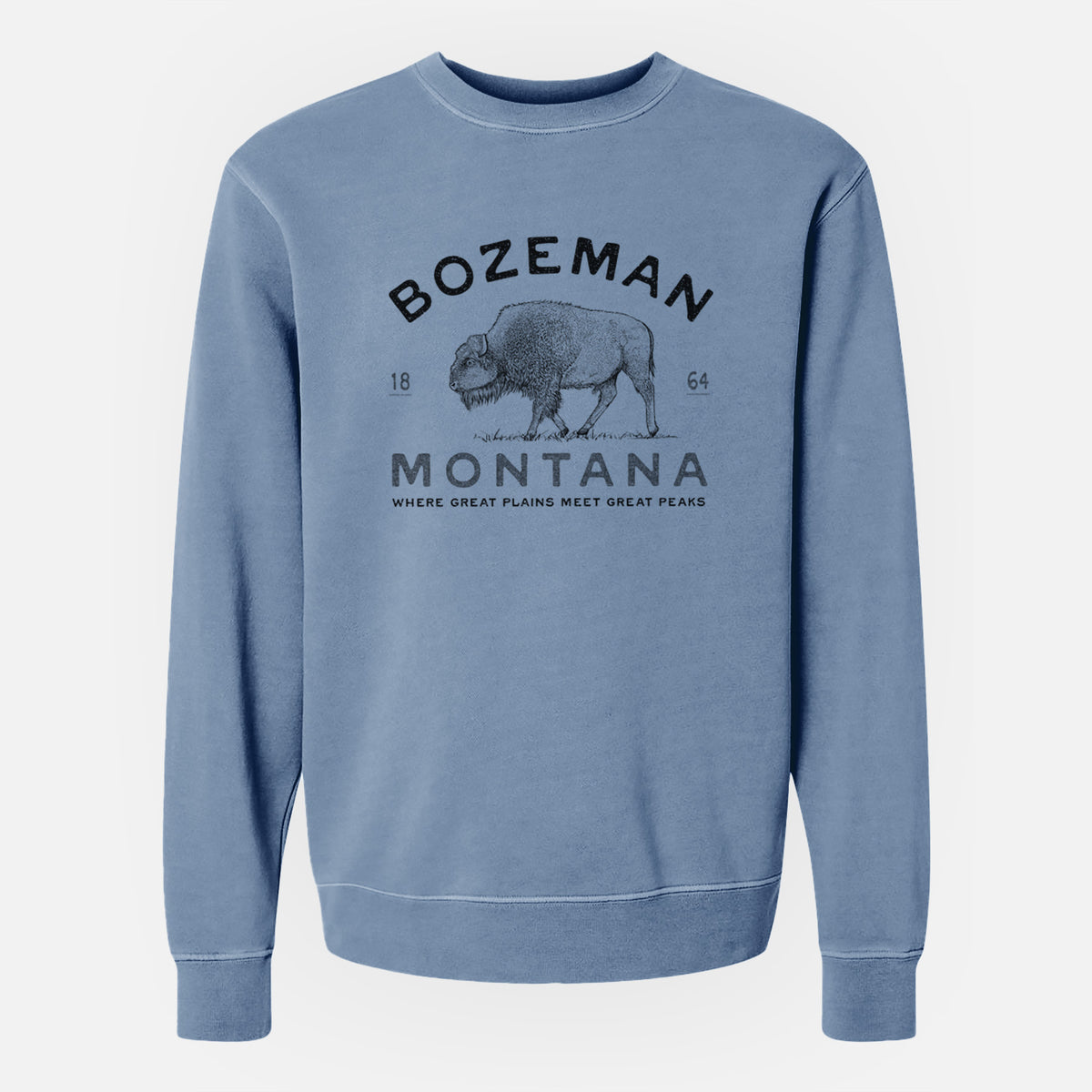 Bozeman Montana Bison - Unisex Pigment Dyed Crew Sweatshirt