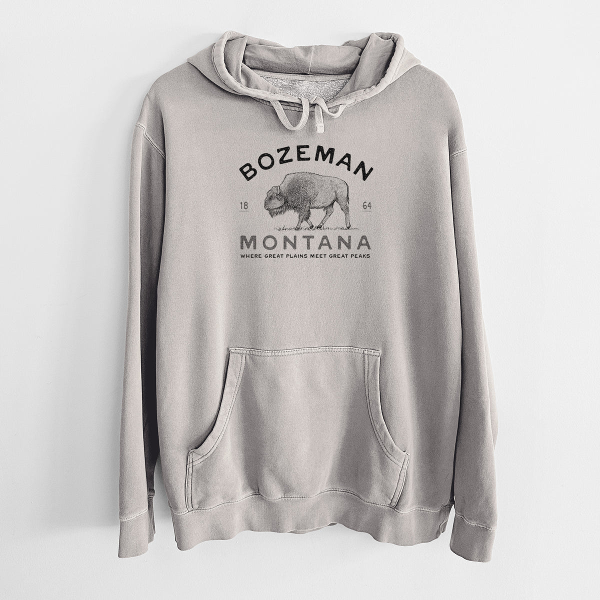 Bozeman Montana Bison - Unisex Pigment Dyed Hoodie