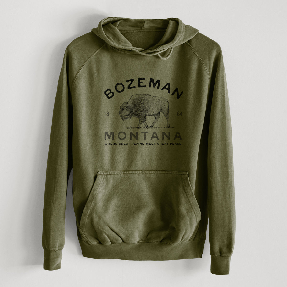 Bozeman Montana Bison  - Mid-Weight Unisex Vintage 100% Cotton Hoodie