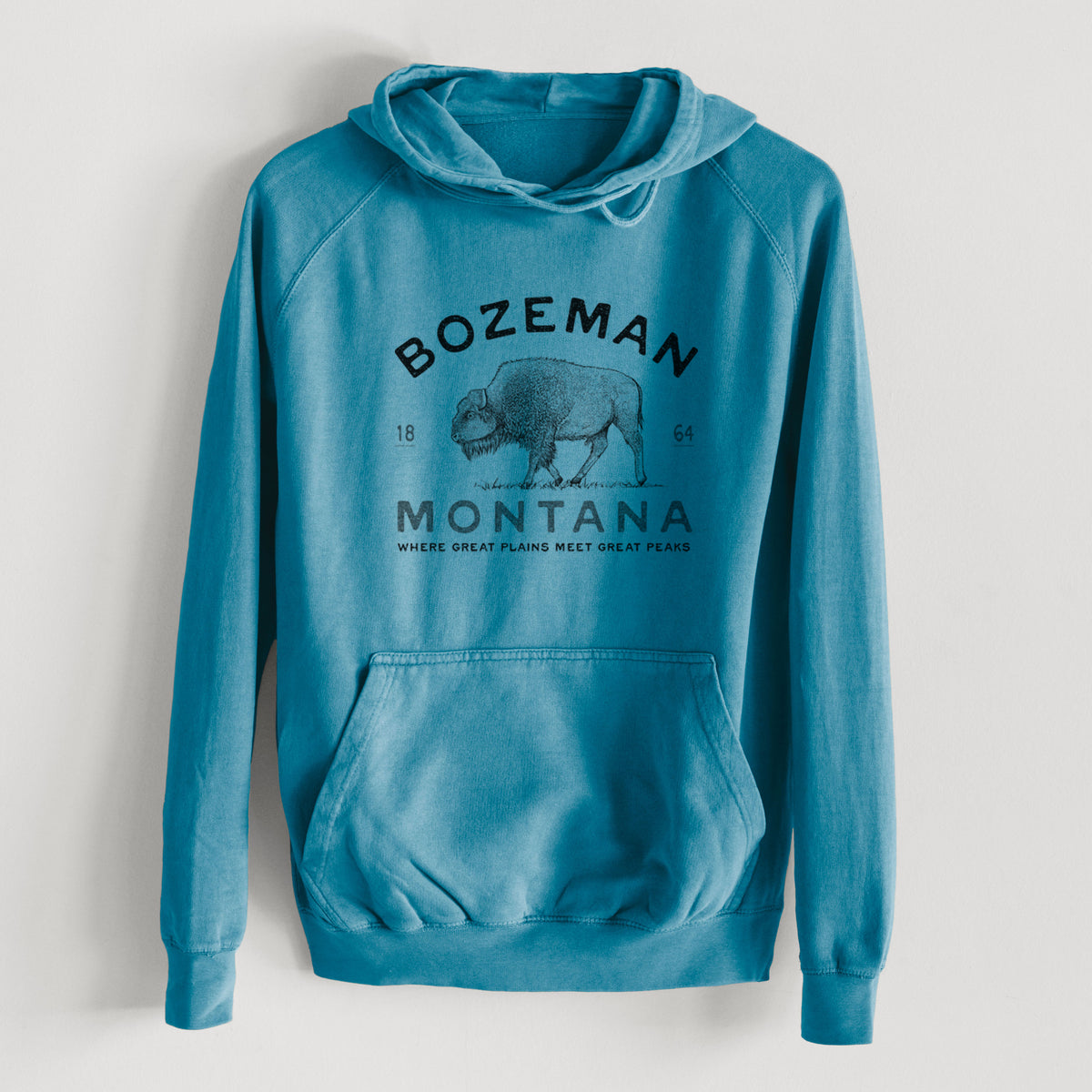 Bozeman Montana Bison  - Mid-Weight Unisex Vintage 100% Cotton Hoodie