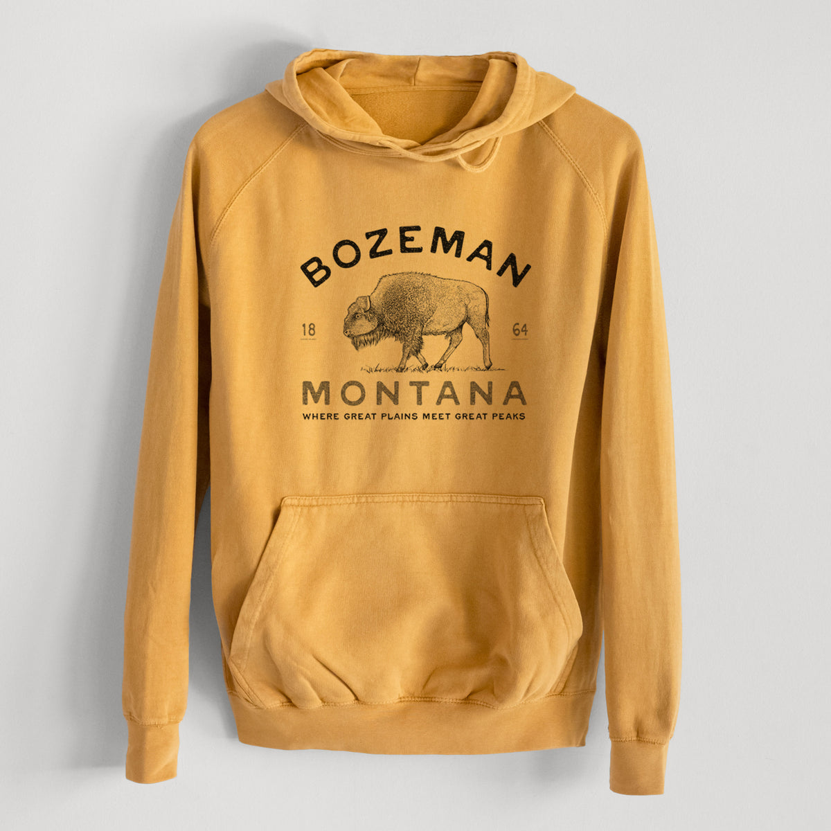 Bozeman Montana Bison  - Mid-Weight Unisex Vintage 100% Cotton Hoodie