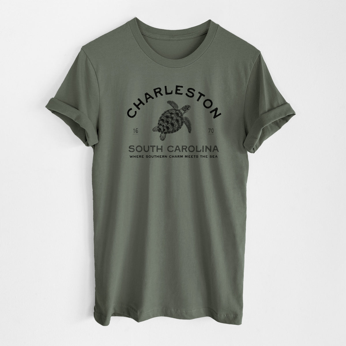 Charleston South Carolina - Loggerhead Sea Turtle - Lightweight 100% Cotton Unisex Crewneck
