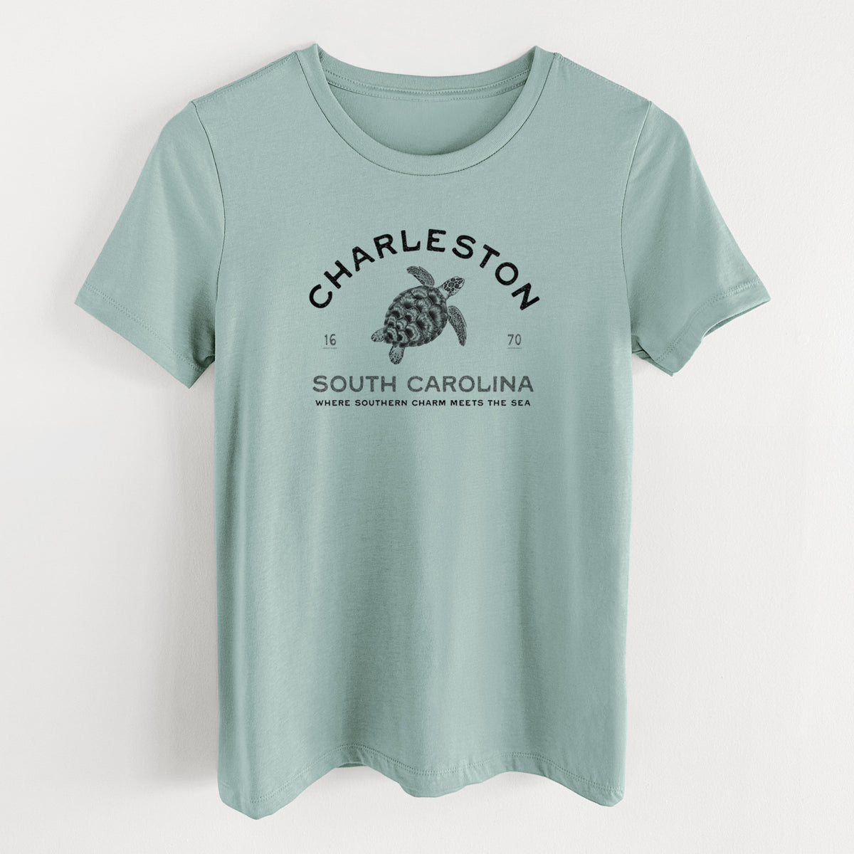 Charleston South Carolina - Loggerhead Sea Turtle - Women's Lightweight Relaxed Fit 100% Cotton Crewneck