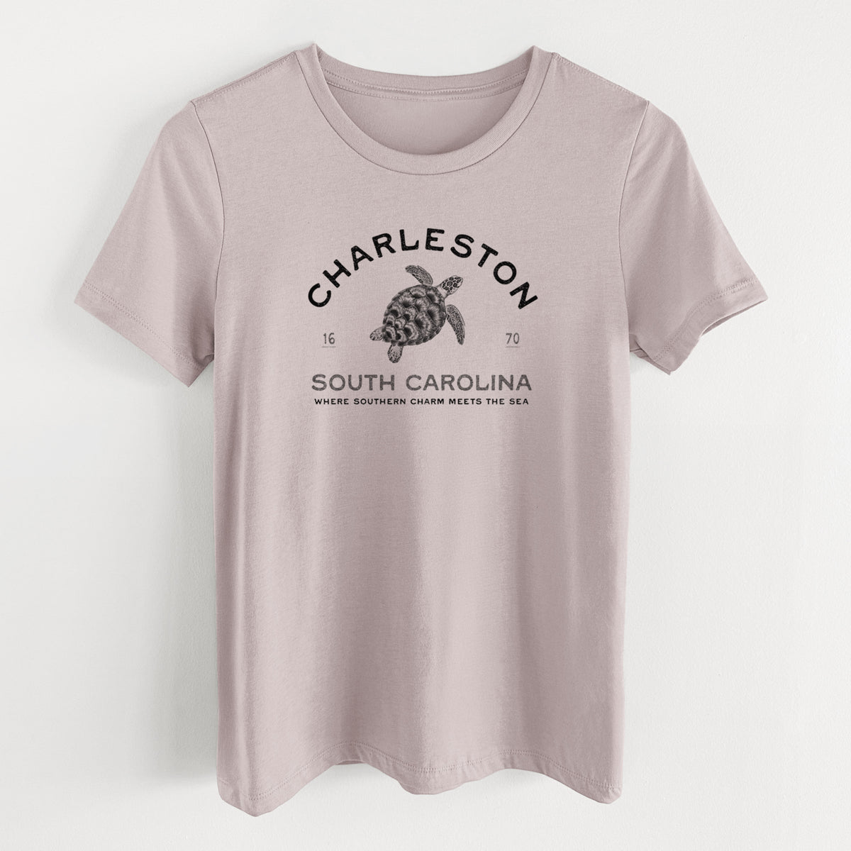 Charleston South Carolina - Loggerhead Sea Turtle - Women's Lightweight Relaxed Fit 100% Cotton Crewneck