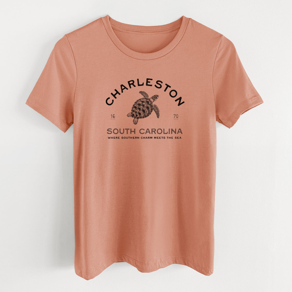 Charleston South Carolina - Loggerhead Sea Turtle - Women's Lightweight Relaxed Fit 100% Cotton Crewneck