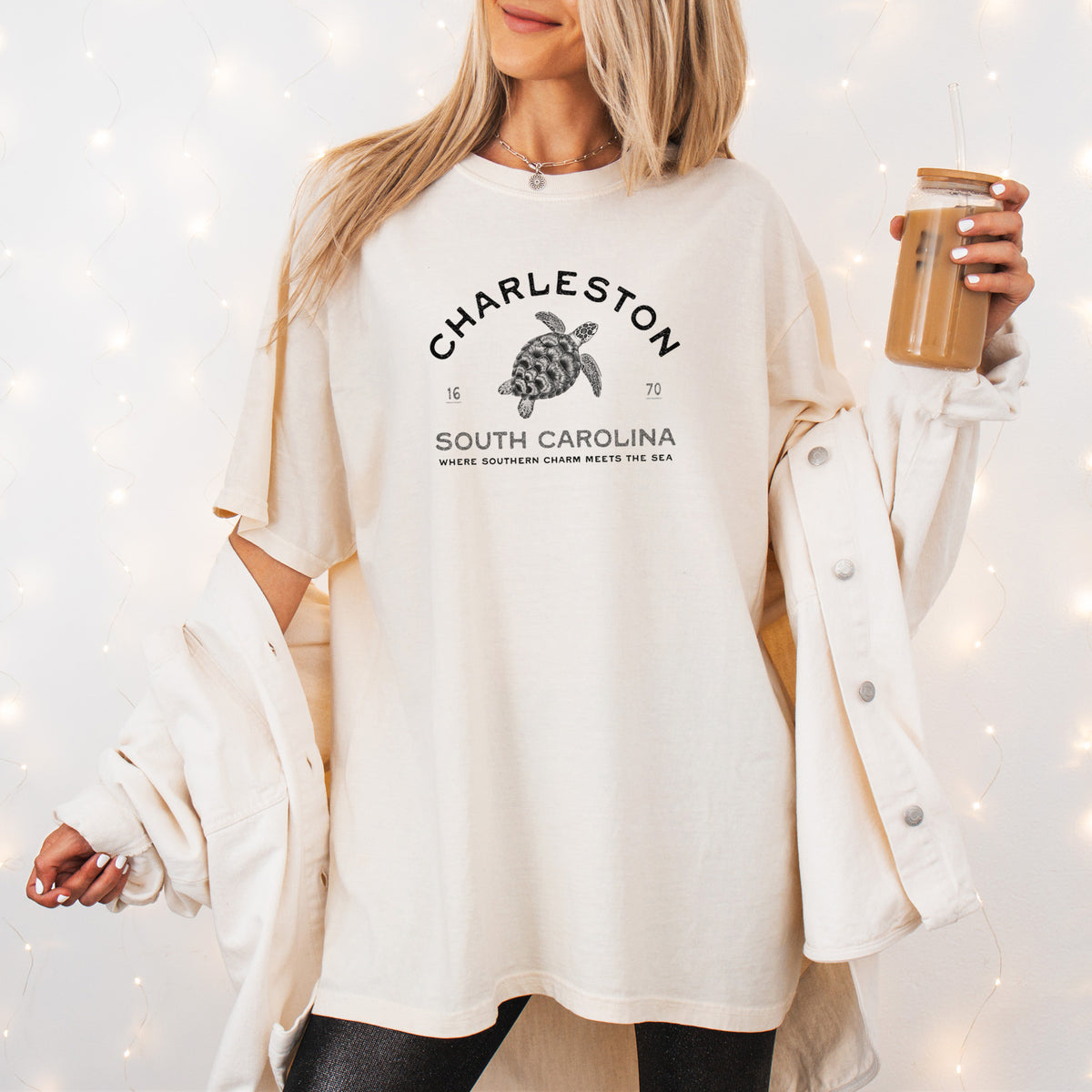 Charleston South Carolina - Loggerhead Sea Turtle - Unisex Comfort Colors Garment-Dyed Heavyweight T-shirt