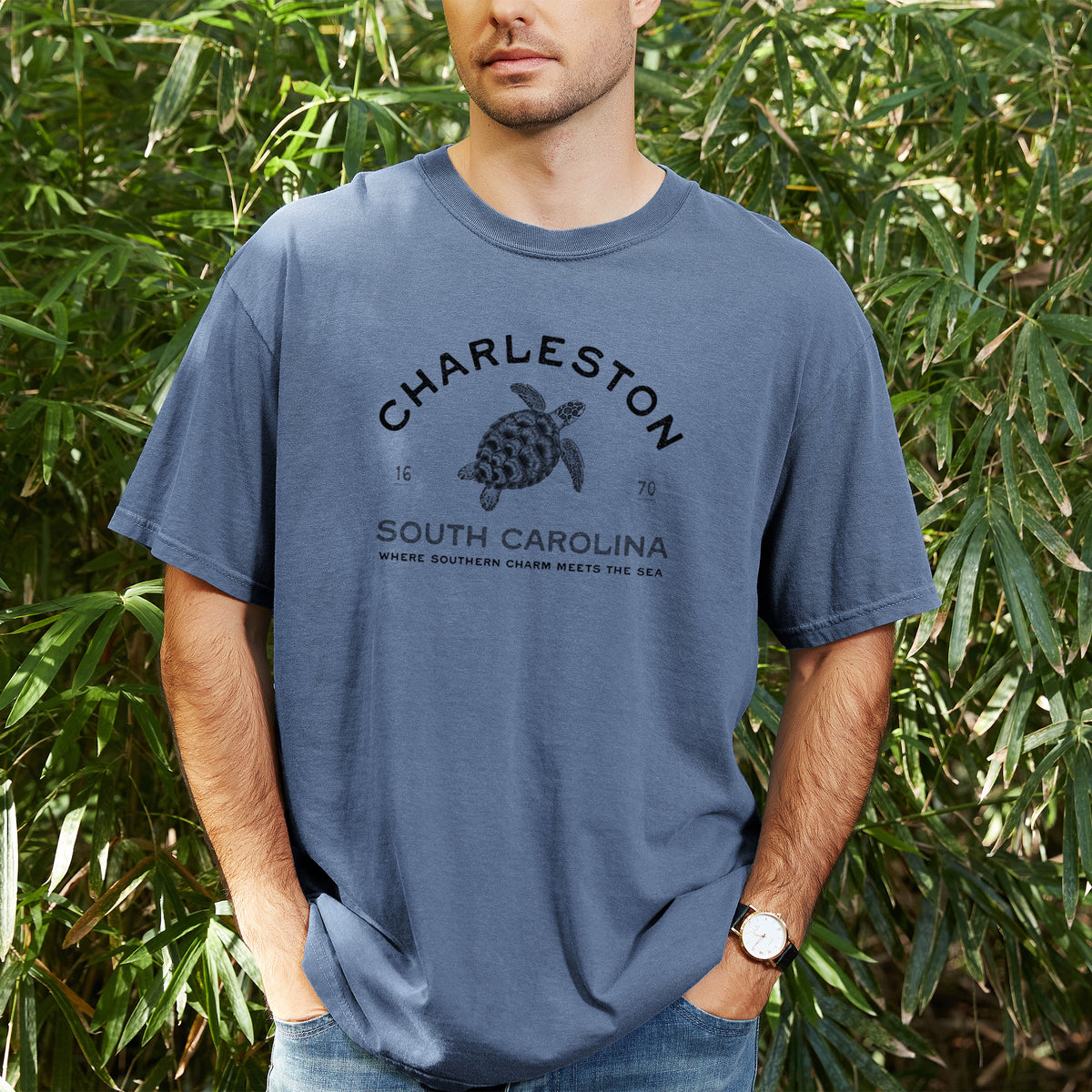 Charleston South Carolina - Loggerhead Sea Turtle - Unisex Comfort Colors Garment-Dyed Heavyweight T-shirt