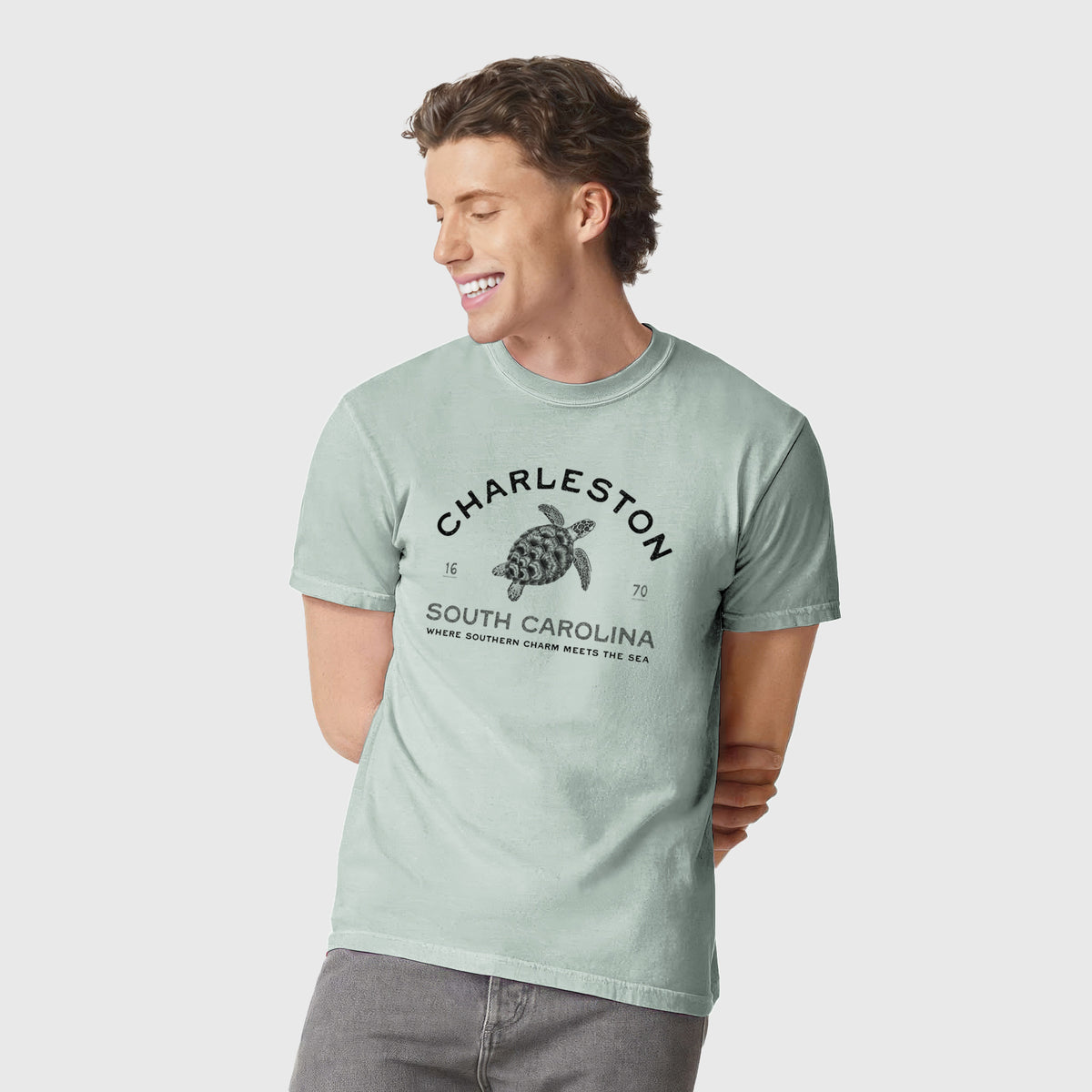 Charleston South Carolina - Loggerhead Sea Turtle - Unisex Comfort Colors Garment-Dyed Heavyweight T-shirt