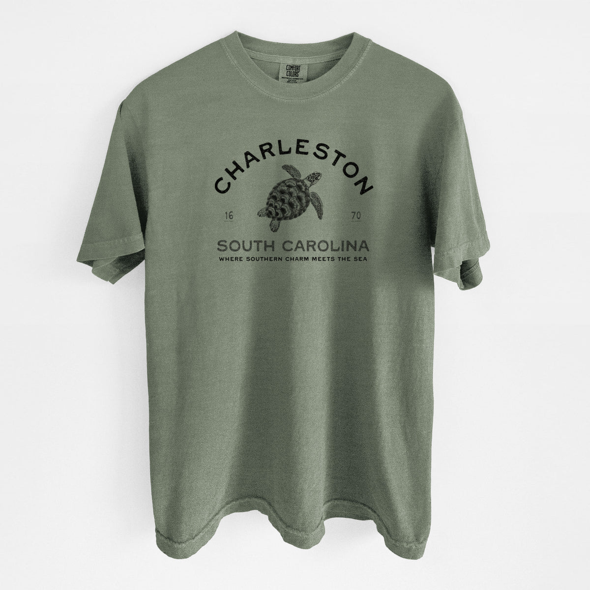 Charleston South Carolina - Loggerhead Sea Turtle - Unisex Comfort Colors Garment-Dyed Heavyweight T-shirt