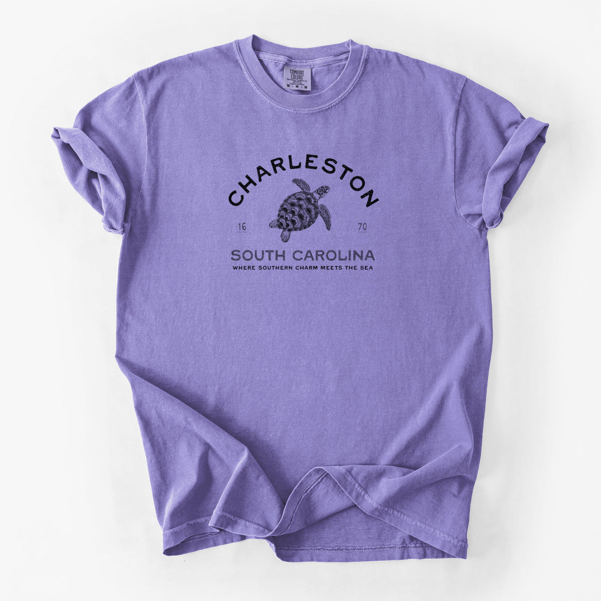 Charleston South Carolina - Loggerhead Sea Turtle - Unisex Comfort Colors Garment-Dyed Heavyweight T-shirt