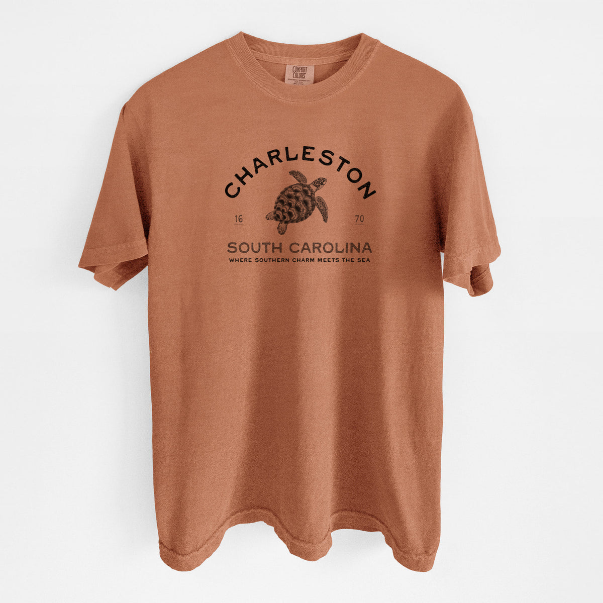 Charleston South Carolina - Loggerhead Sea Turtle - Unisex Comfort Colors Garment-Dyed Heavyweight T-shirt
