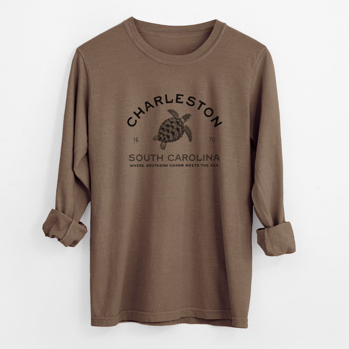 Charleston South Carolina - Loggerhead Sea Turtle - Unisex Comfort Colors 100% Cotton Long Sleeve
