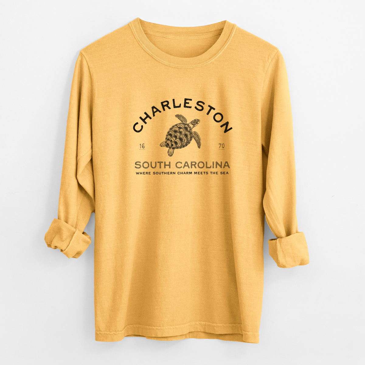 Charleston South Carolina - Loggerhead Sea Turtle - Unisex Comfort Colors 100% Cotton Long Sleeve