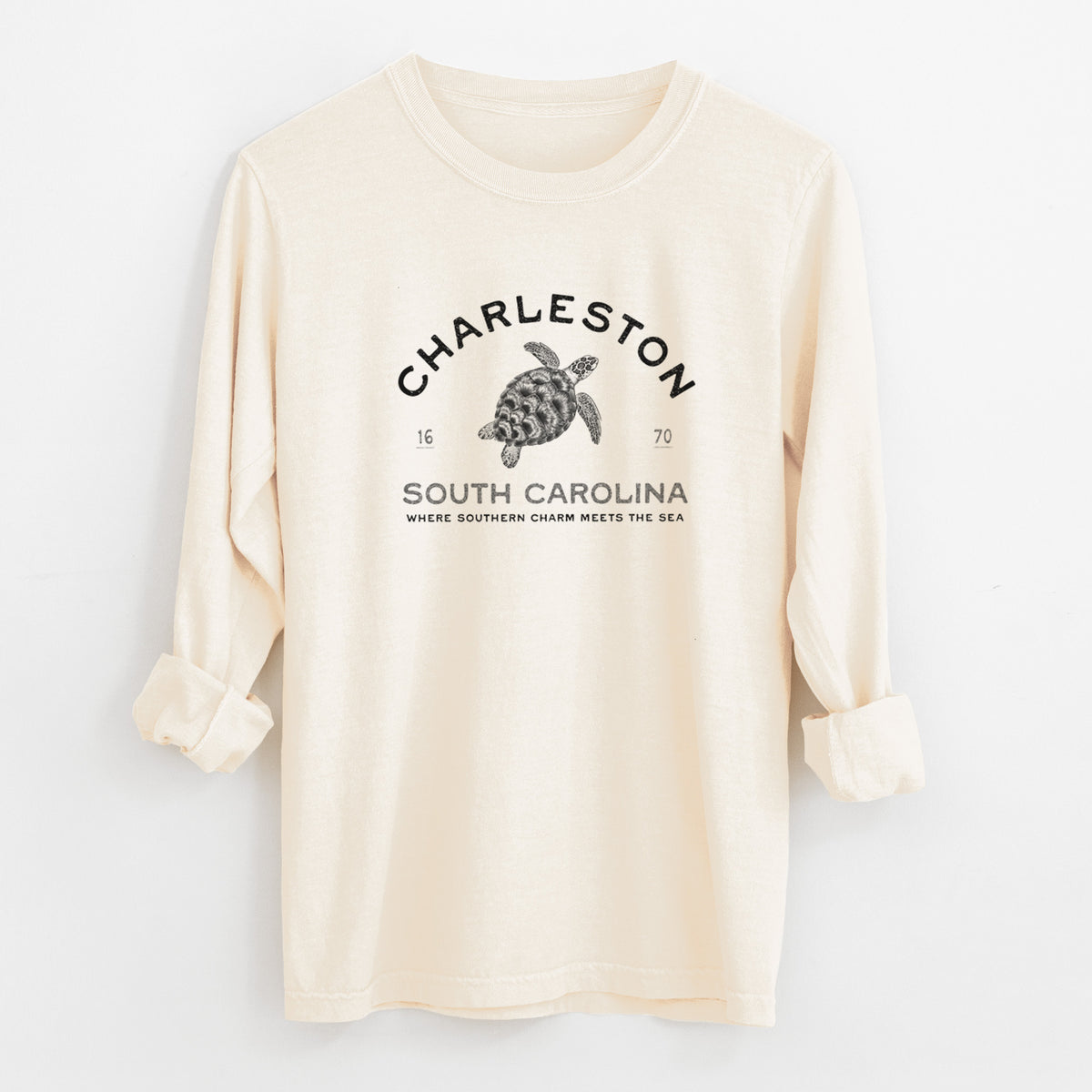 Charleston South Carolina - Loggerhead Sea Turtle - Unisex Comfort Colors 100% Cotton Long Sleeve
