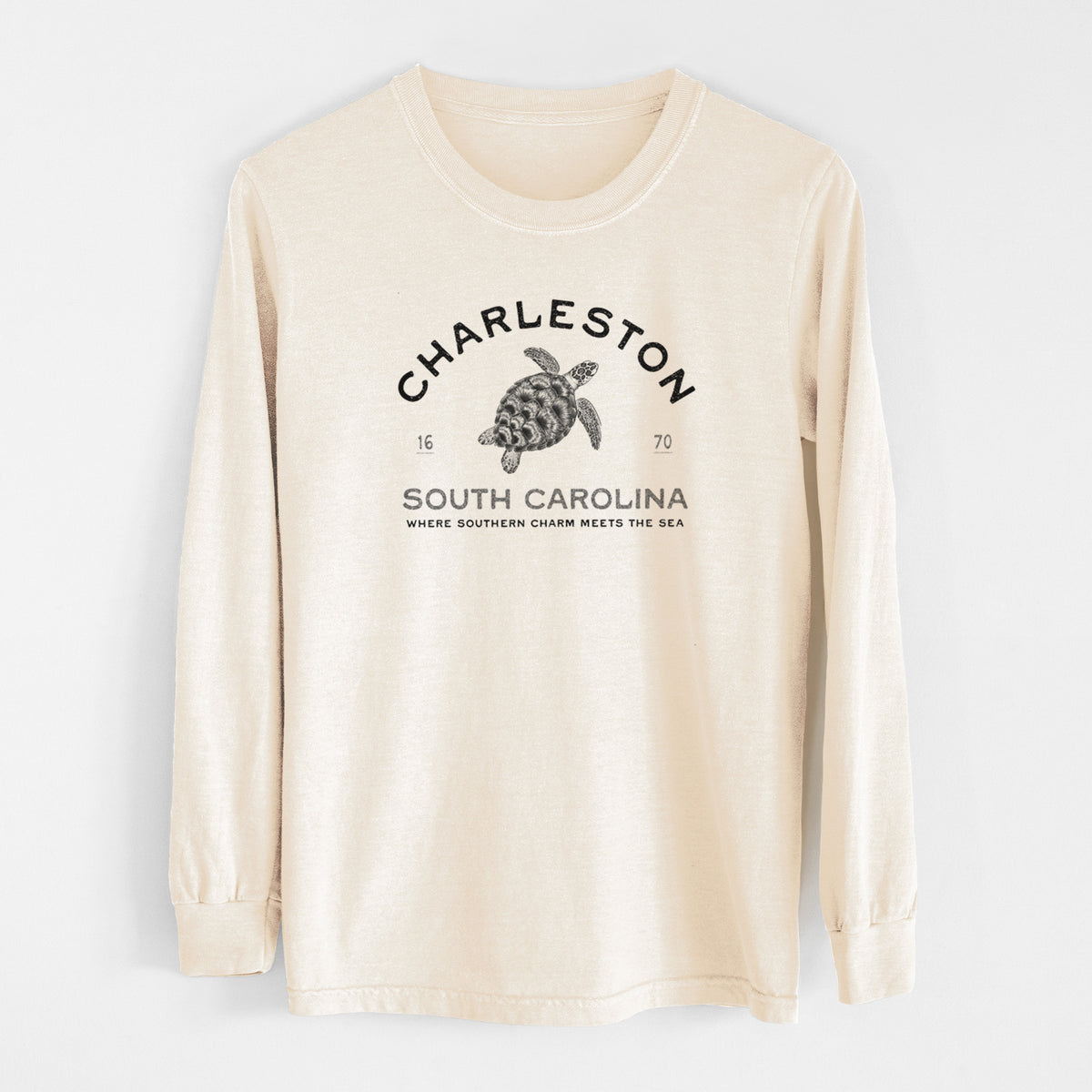 Charleston South Carolina - Loggerhead Sea Turtle - Unisex Comfort Colors 100% Cotton Long Sleeve