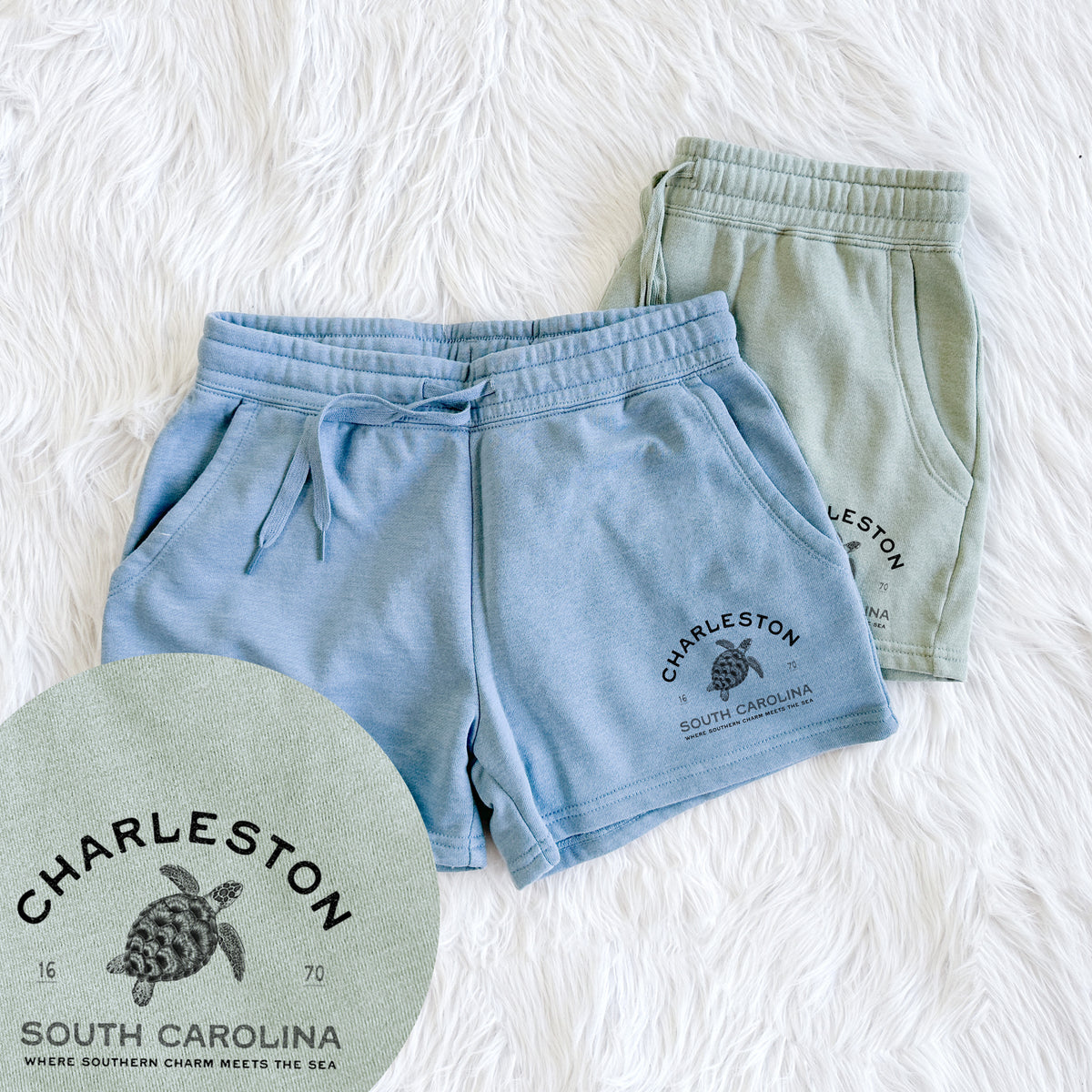 Charleston South Carolina - Loggerhead Sea Turtle - Women's Cali Wave Shorts