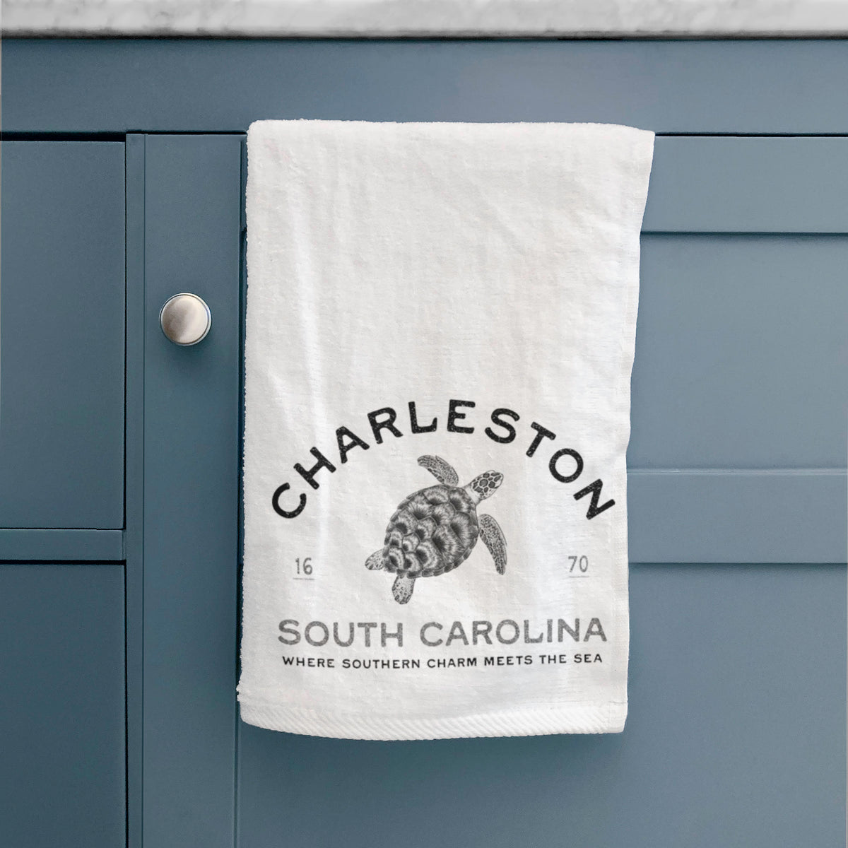 Charleston South Carolina - Loggerhead Sea Turtle Premium Decorative Hand Towel