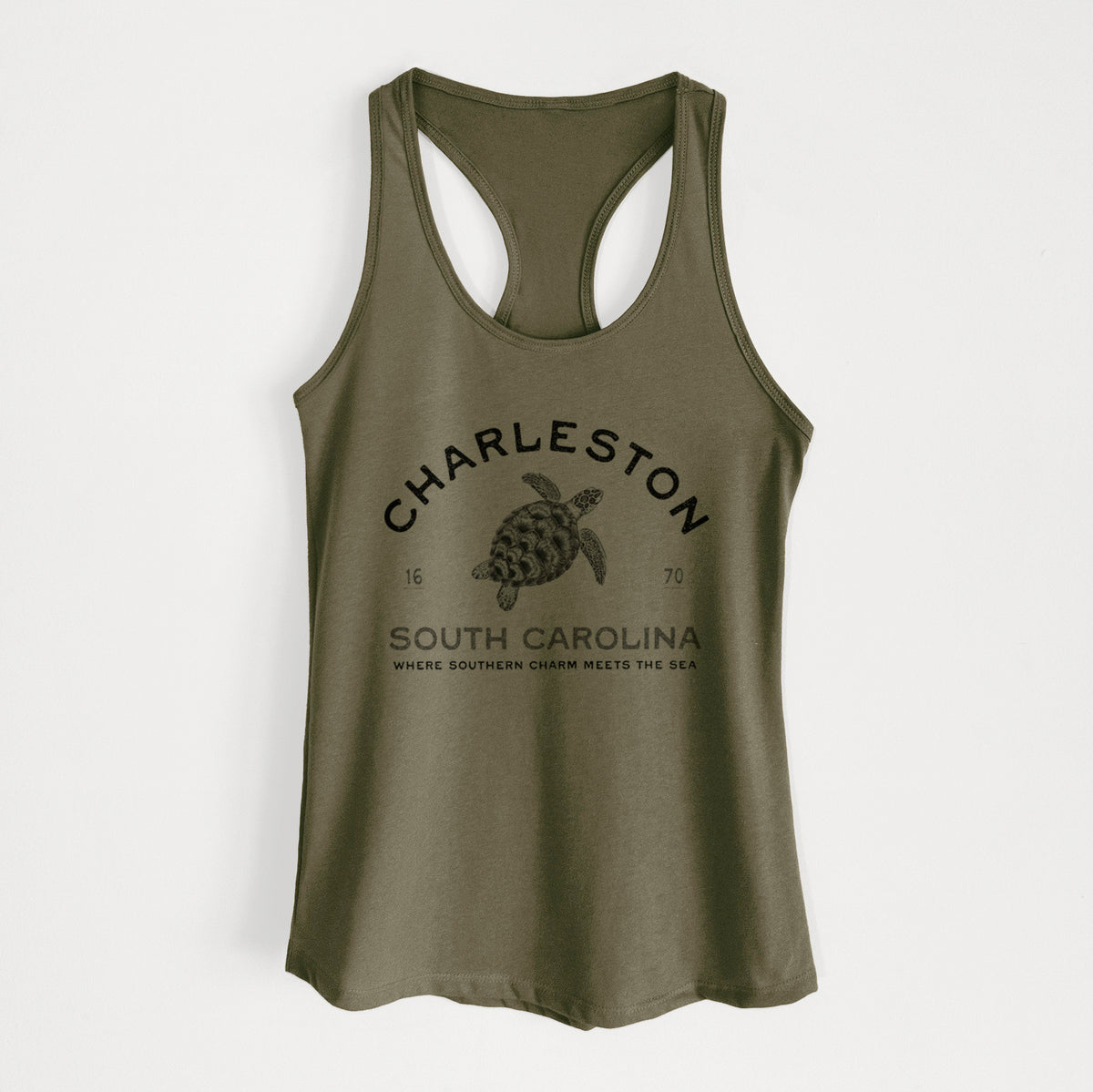 Charleston South Carolina - Loggerhead Sea Turtle - Women's Racerback Tanktop