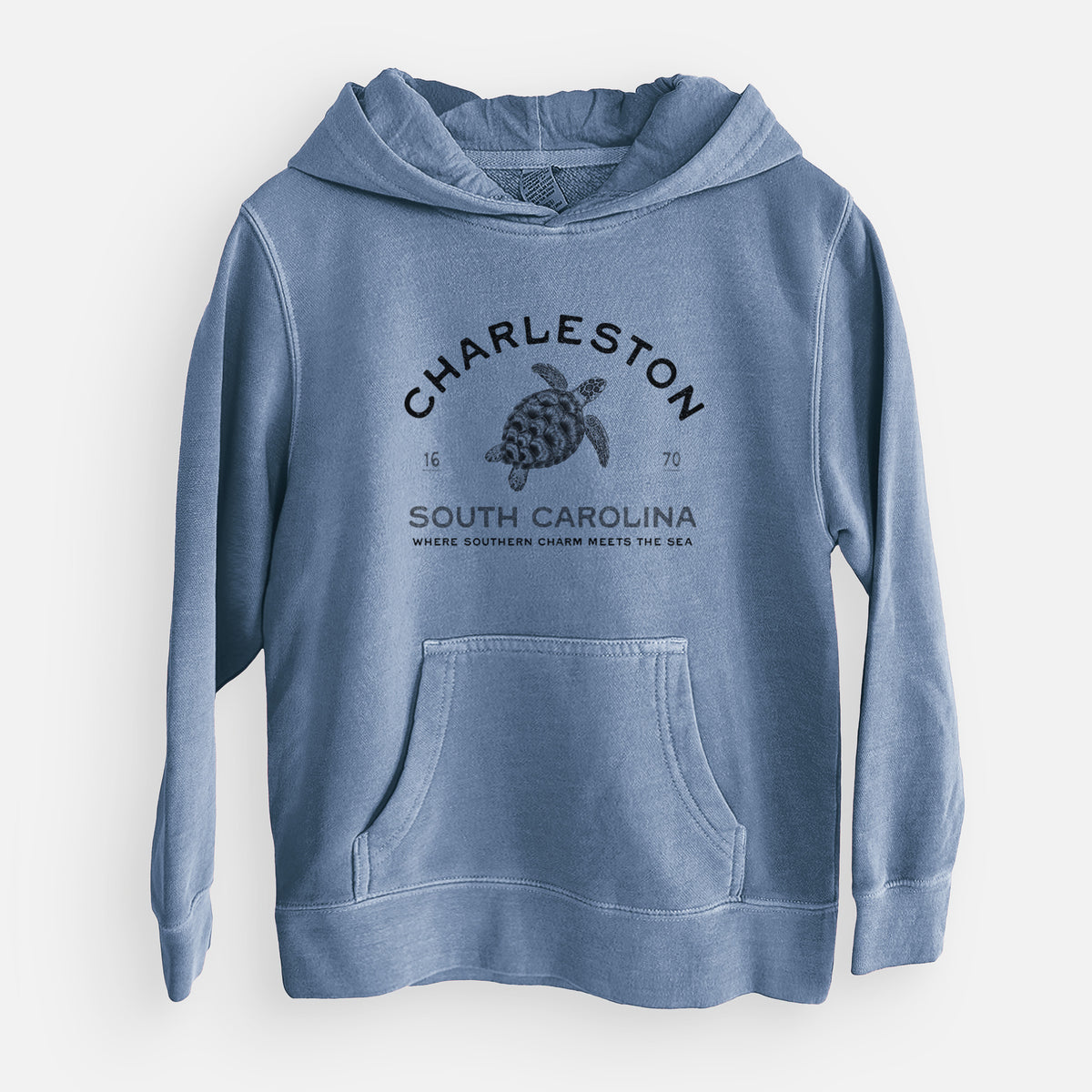 Charleston South Carolina - Loggerhead Sea Turtle - Youth Pigment Dyed Hoodie