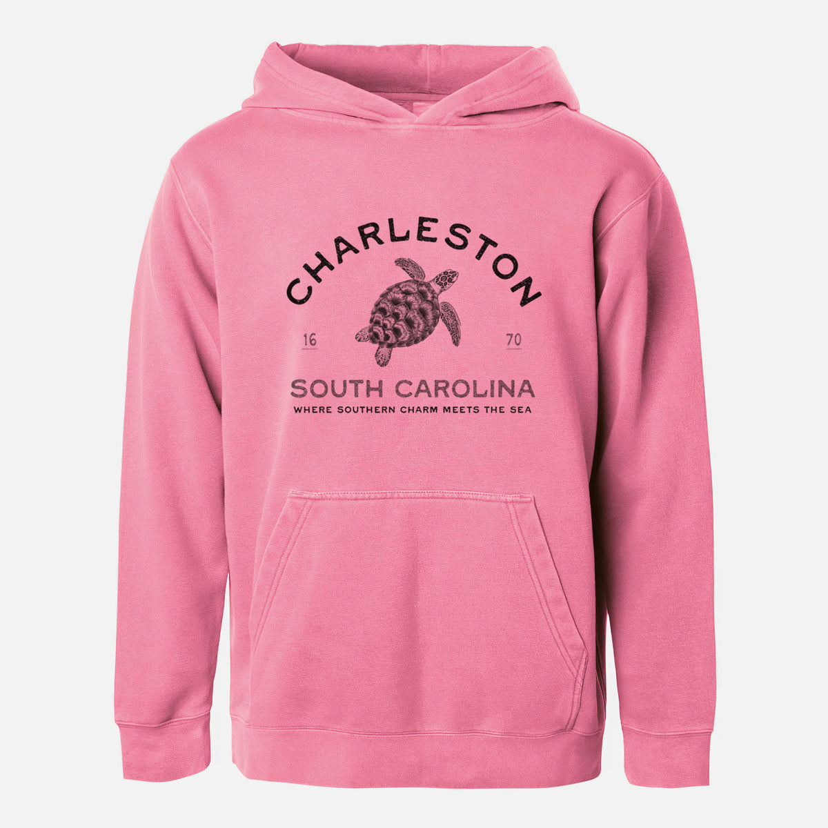 Charleston South Carolina - Loggerhead Sea Turtle - Youth Pigment Dyed Hoodie