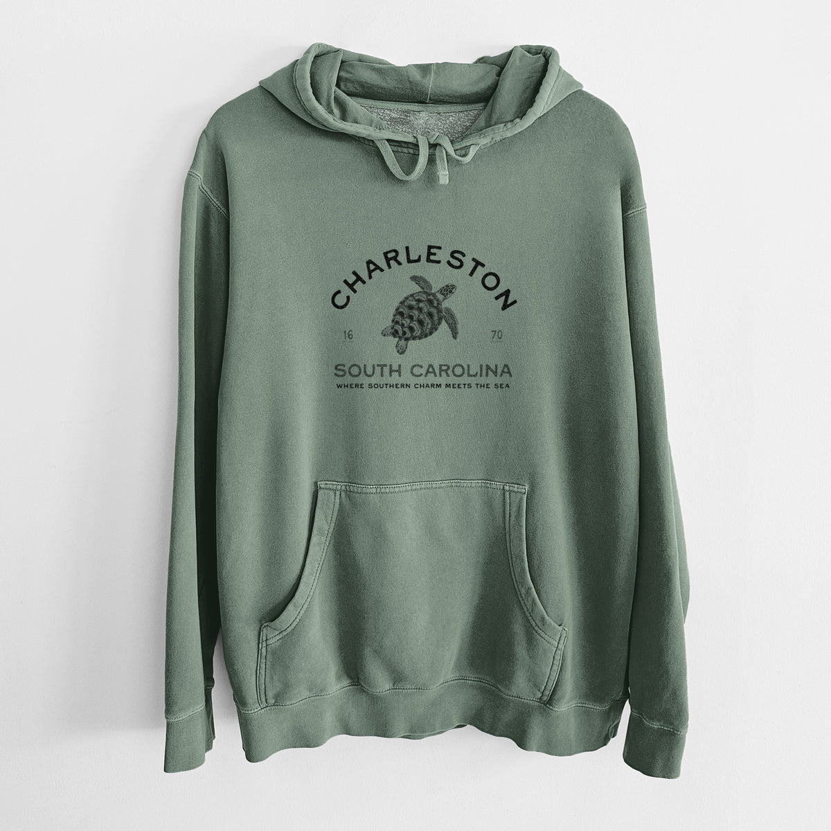 Charleston South Carolina - Loggerhead Sea Turtle - Unisex Pigment Dyed Hoodie