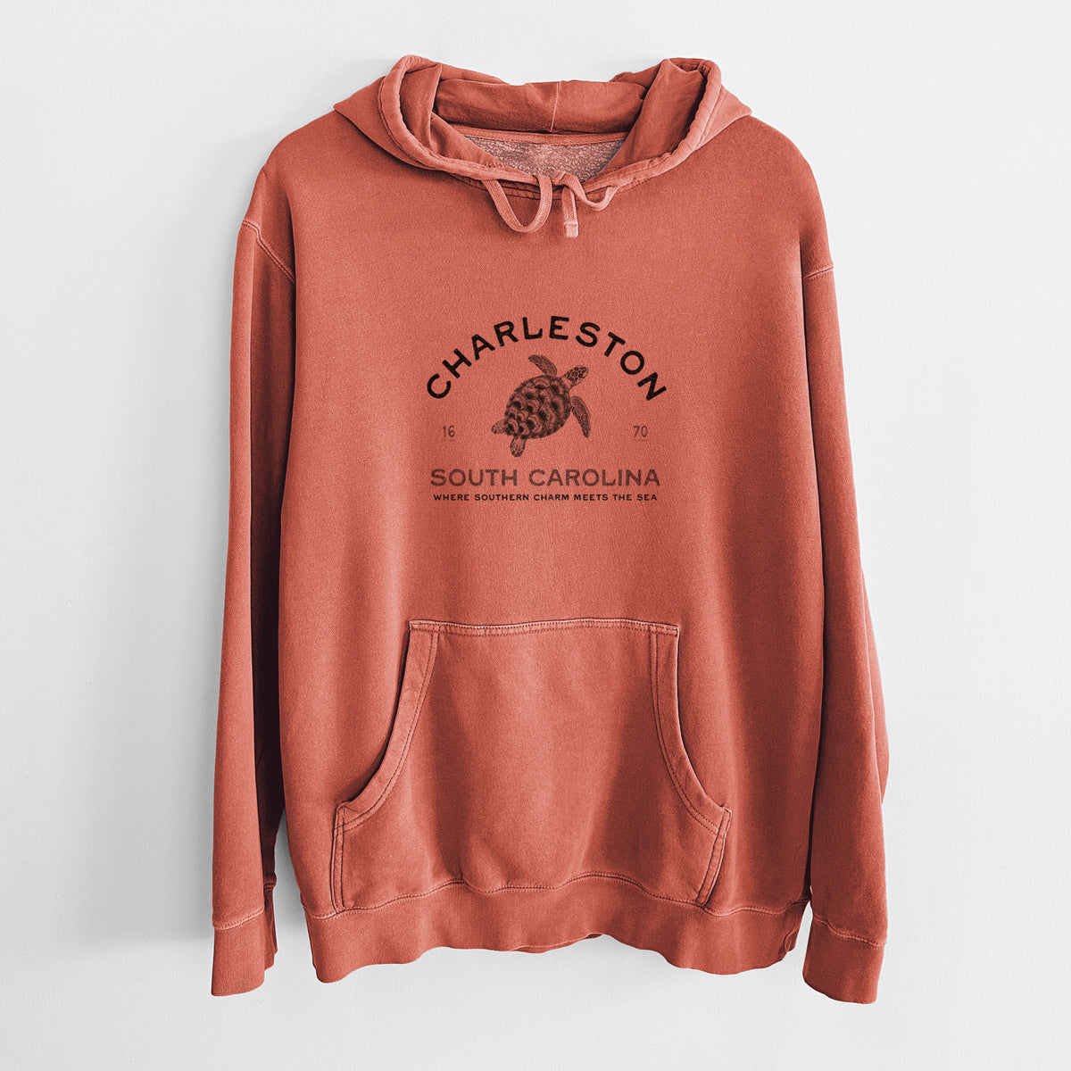 Charleston South Carolina - Loggerhead Sea Turtle - Unisex Pigment Dyed Hoodie