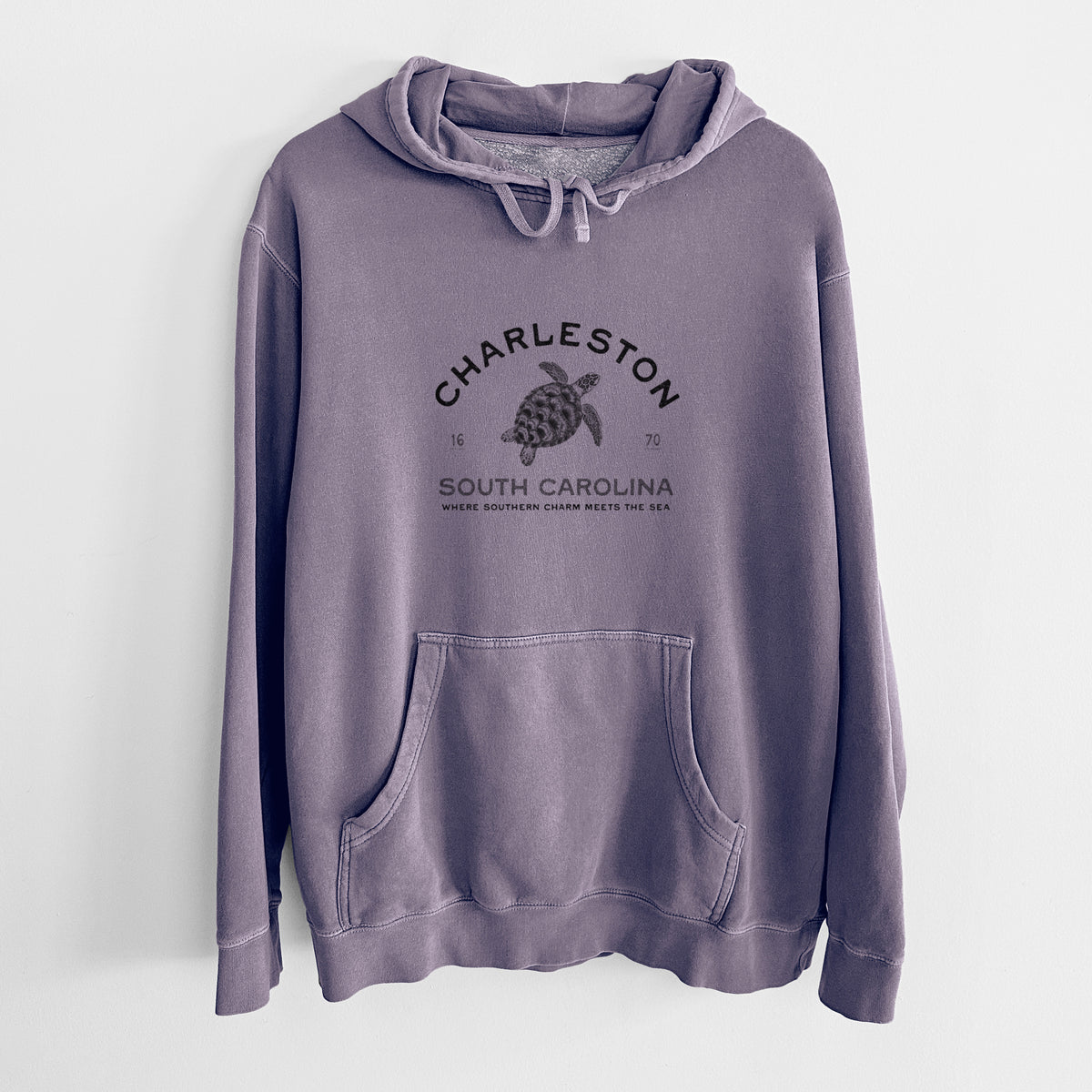 Charleston South Carolina - Loggerhead Sea Turtle - Unisex Pigment Dyed Hoodie