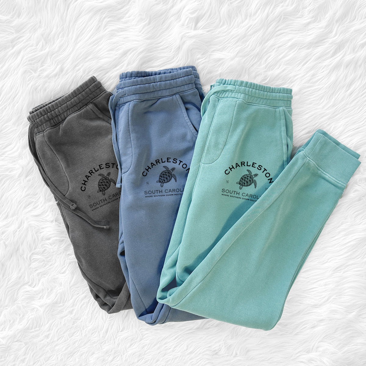 Charleston South Carolina - Loggerhead Sea Turtle - Unisex Pigment Dyed Sweatpants