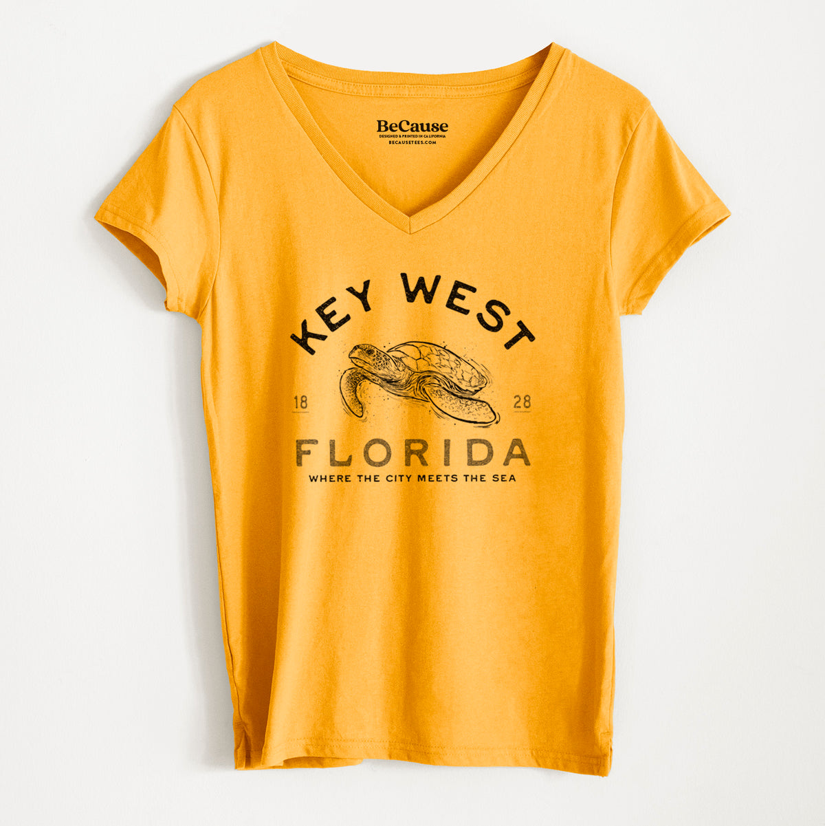 Key West Florida Sea Turtle - Women&#39;s 100% Recycled V-neck