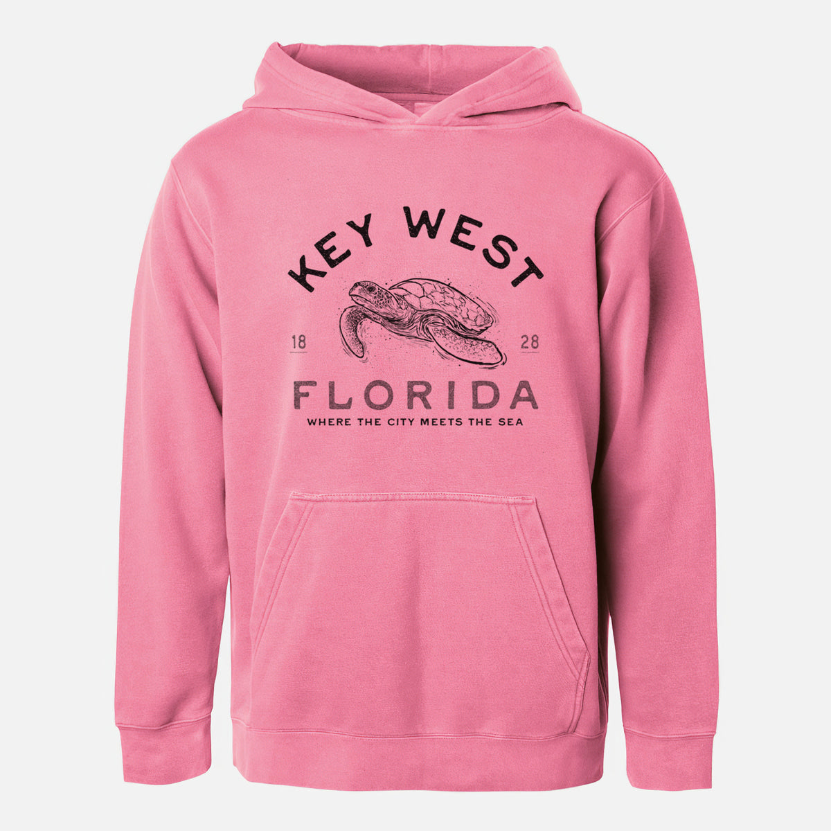 Key West Florida Sea Turtle - Youth Pigment Dyed Hoodie