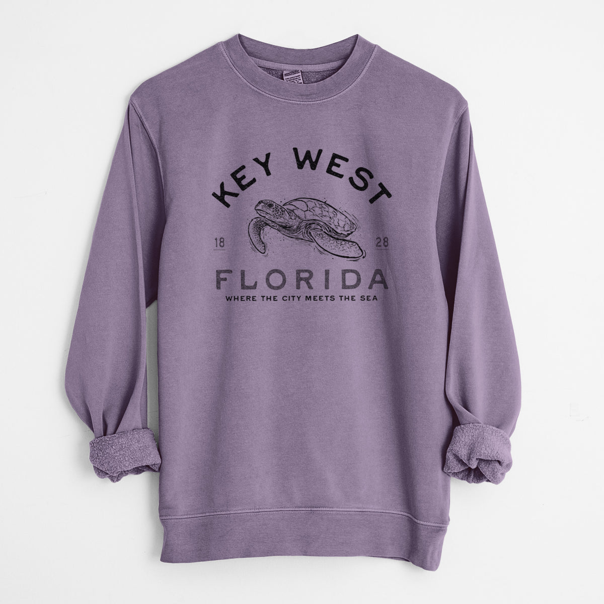 Key West Florida Sea Turtle - Unisex Pigment Dyed Crew Sweatshirt