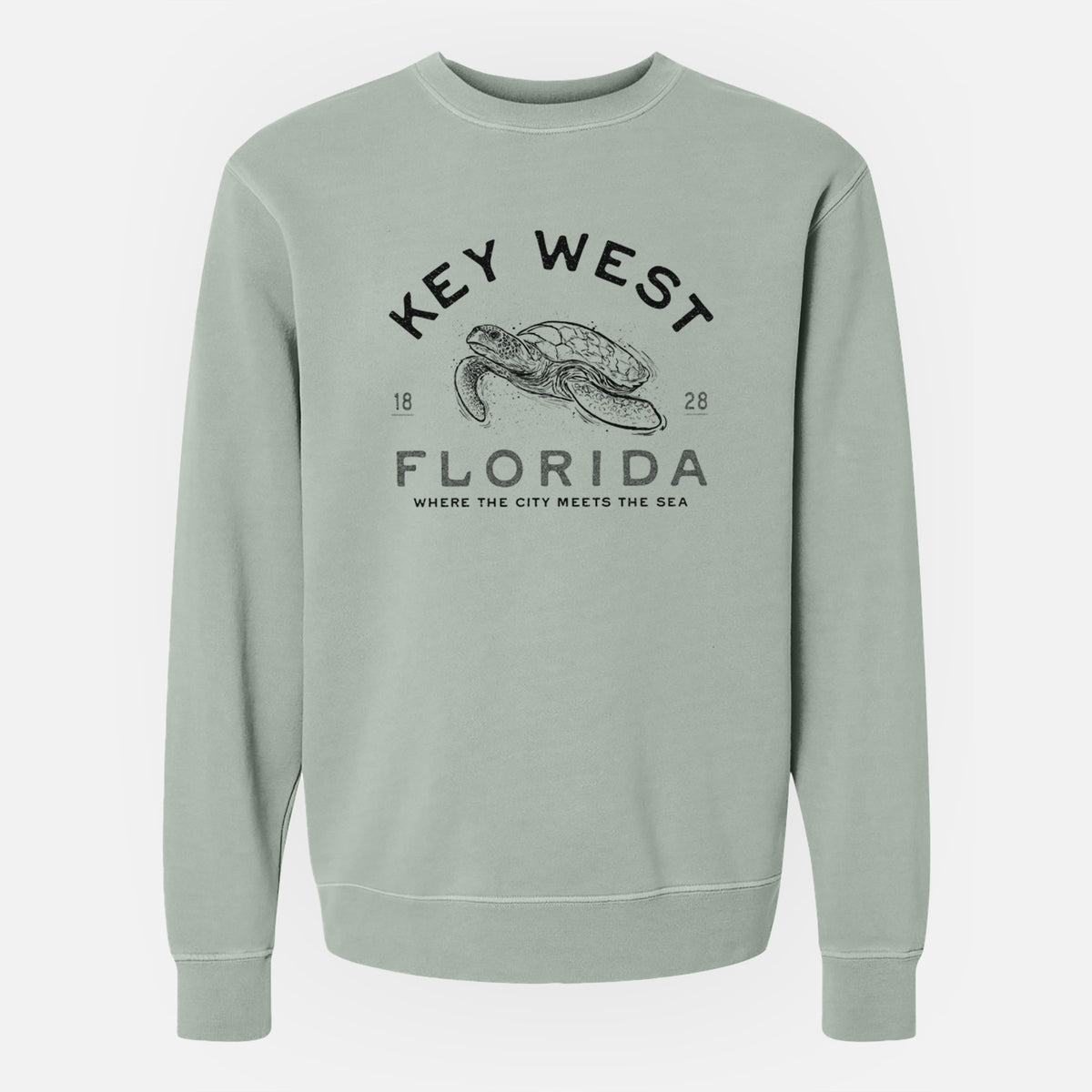 Key West Florida Sea Turtle - Unisex Pigment Dyed Crew Sweatshirt