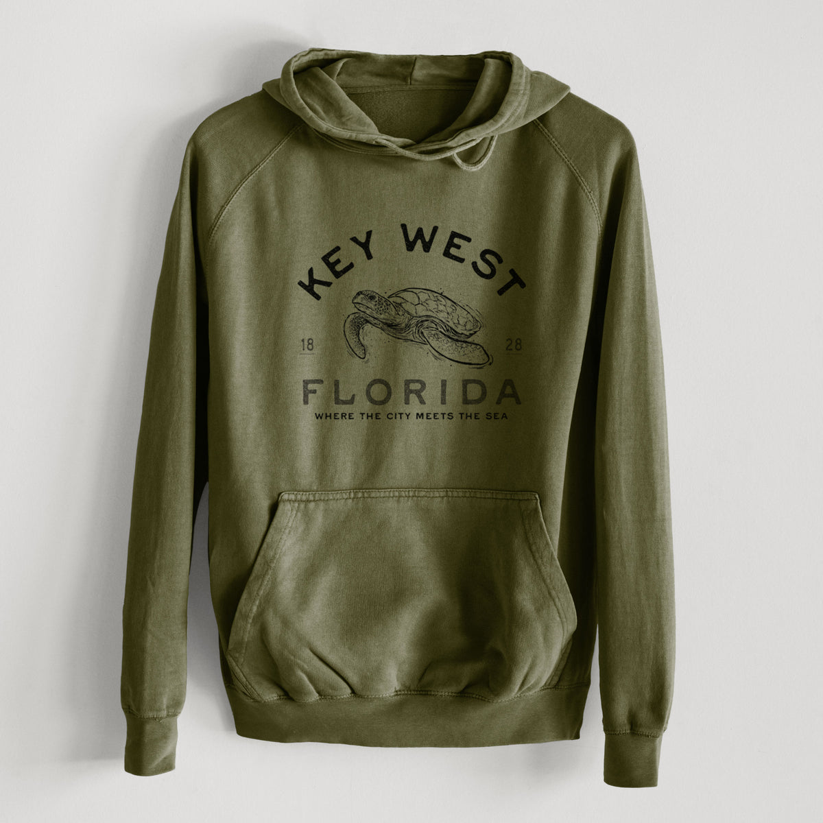 Key West Florida Sea Turtle  - Mid-Weight Unisex Vintage 100% Cotton Hoodie