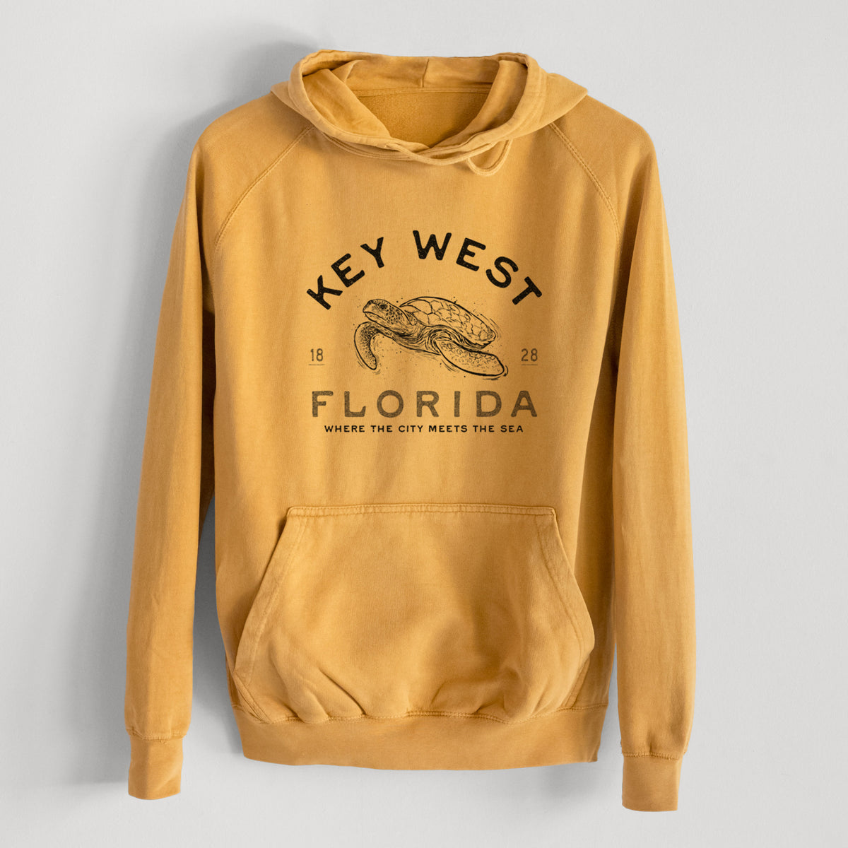 Key West Florida Sea Turtle  - Mid-Weight Unisex Vintage 100% Cotton Hoodie