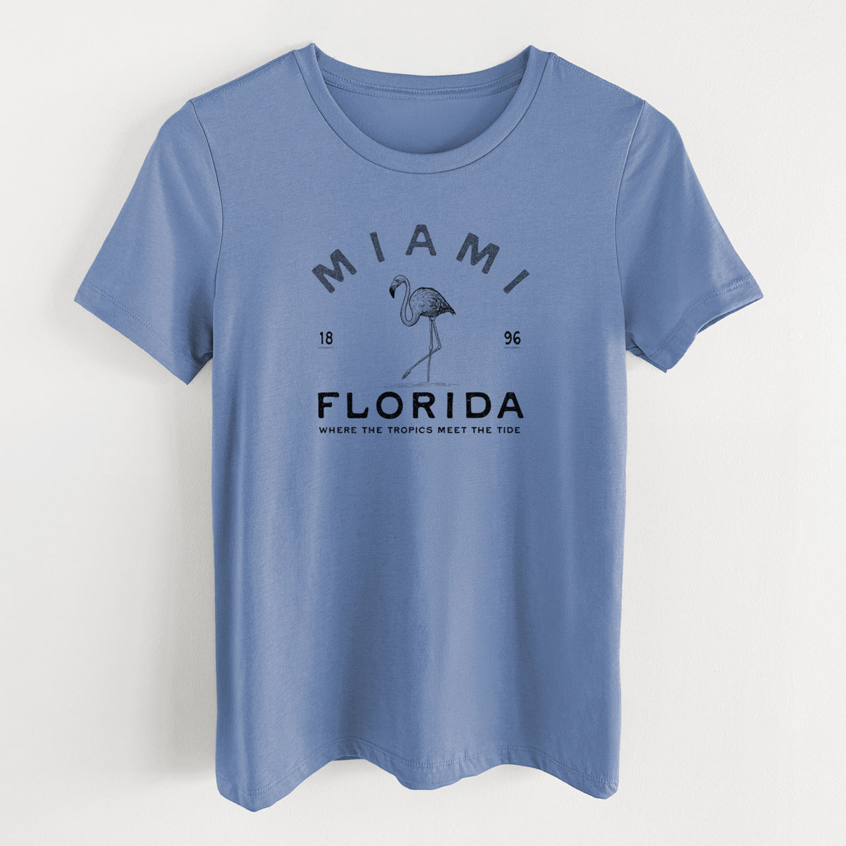 Miami Florida Flamingo - Women's Lightweight Relaxed Fit 100% Cotton Crewneck