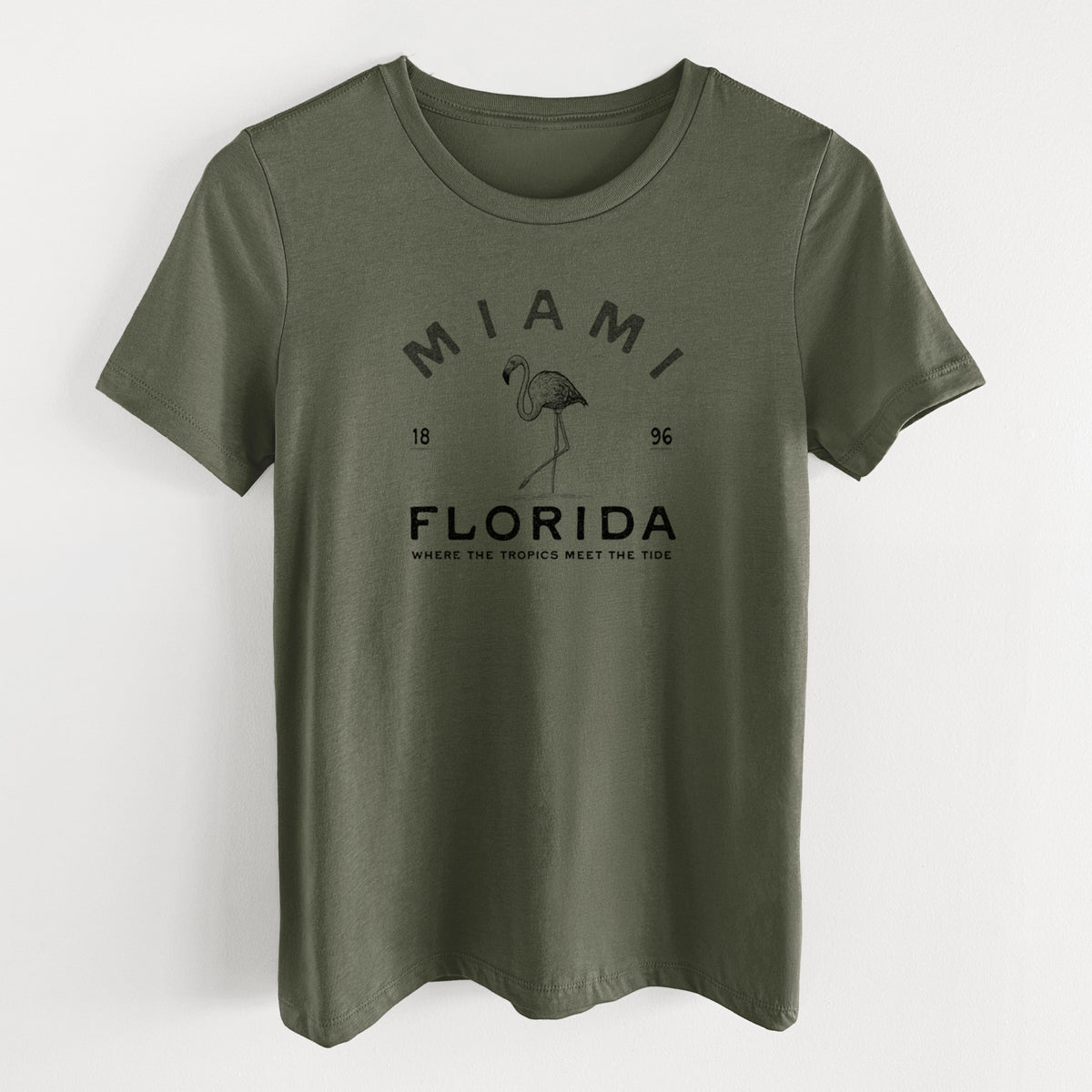 Miami Florida Flamingo - Women's Lightweight Relaxed Fit 100% Cotton Crewneck