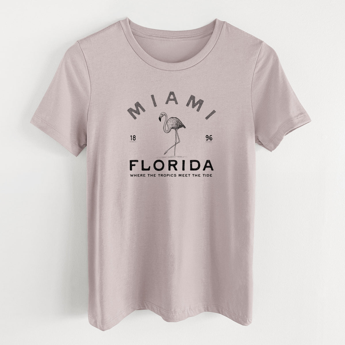 Miami Florida Flamingo - Women's Lightweight Relaxed Fit 100% Cotton Crewneck