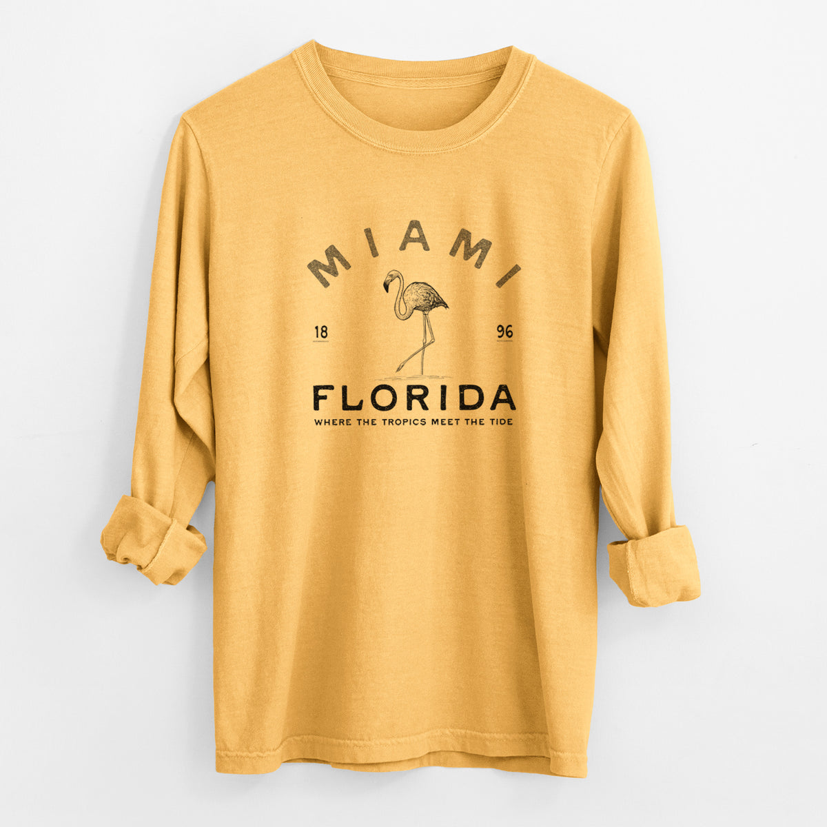Miami Florida Flamingo - Unisex Comfort Colors 100% Cotton Long Sleeve