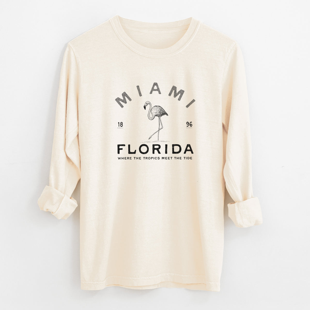 Miami Florida Flamingo - Unisex Comfort Colors 100% Cotton Long Sleeve