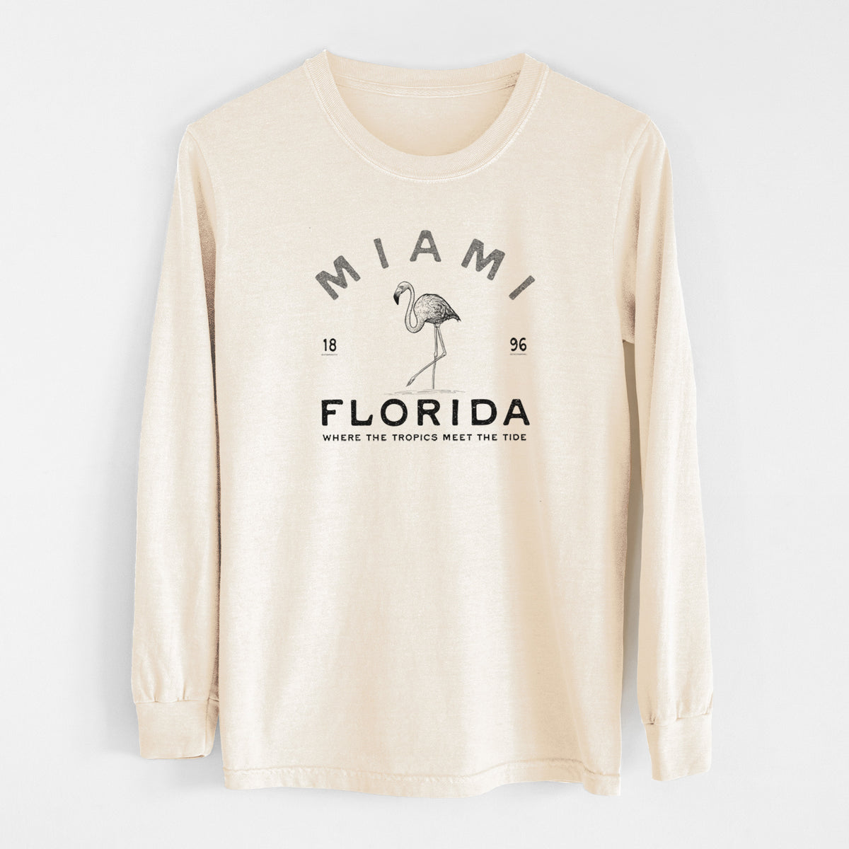 Miami Florida Flamingo - Unisex Comfort Colors 100% Cotton Long Sleeve